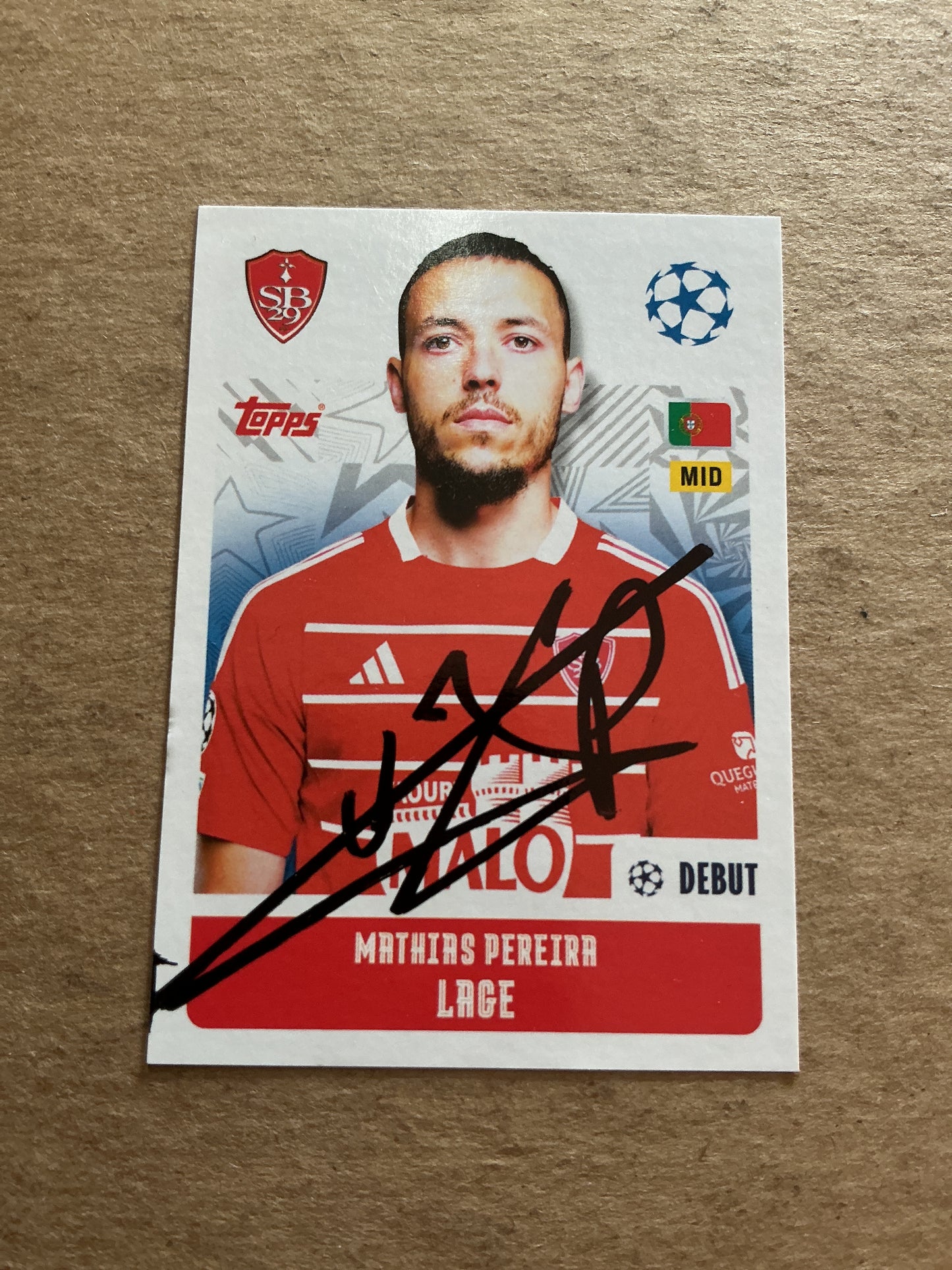 Mathias Pereira Lage, Portugal 🇵🇹 Stade Brestois 29 2024/25 Topps hand signed