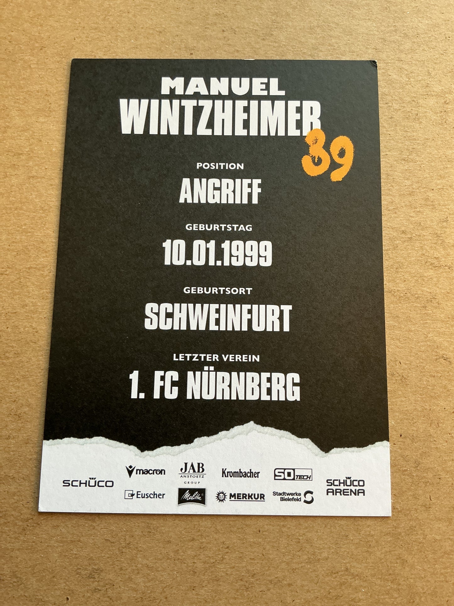 Manuel Wintzheimer, Germany π©πͺ Arminia Bielefeld 2023/24 hand signed