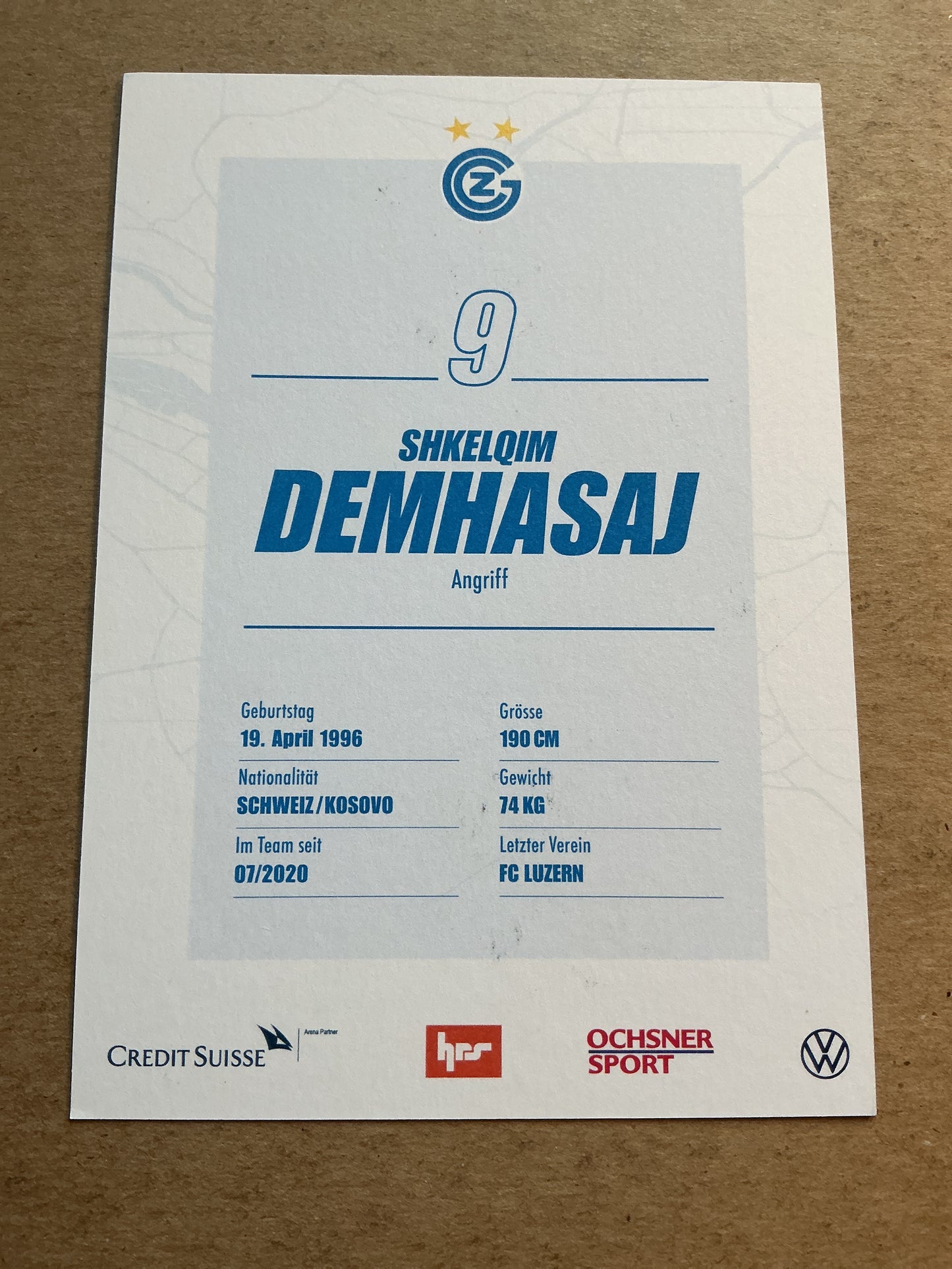 Shkelqim Demhasaj, Switzerland 🇨🇭 Grasshopper Club Zürich 2020/21 hand signed