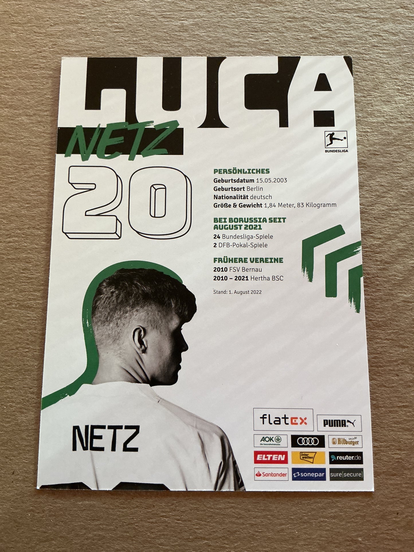 Luca Netz, Germany 🇩🇪 Borussia Mönchengladbach 2022/23 hand signed
