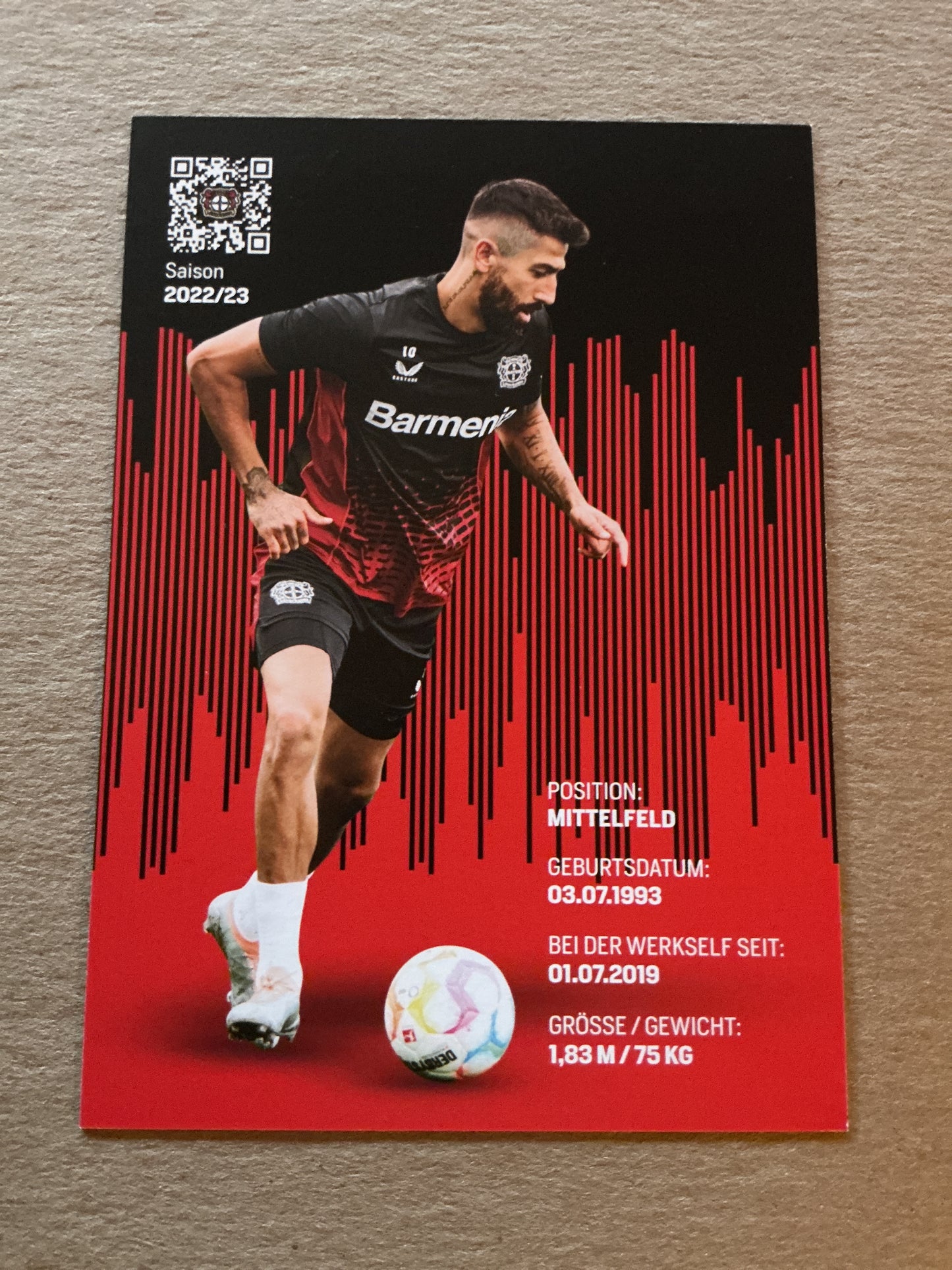 Kerem Demirbay, Germany π©πͺ Bayer 04 Leverkusen 2022/23 hand signed
