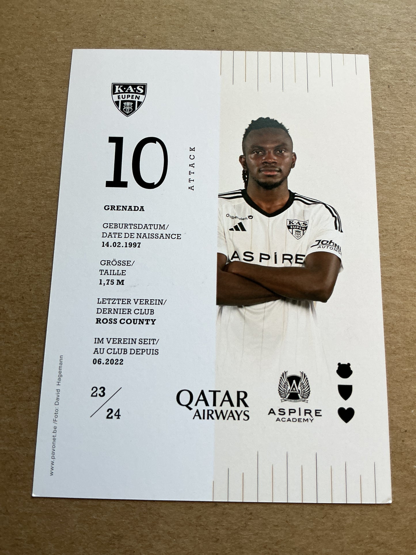 Regan Charles-Cook, Grenada 🇬🇩 KAS Eupen 2023/24 hand signed
