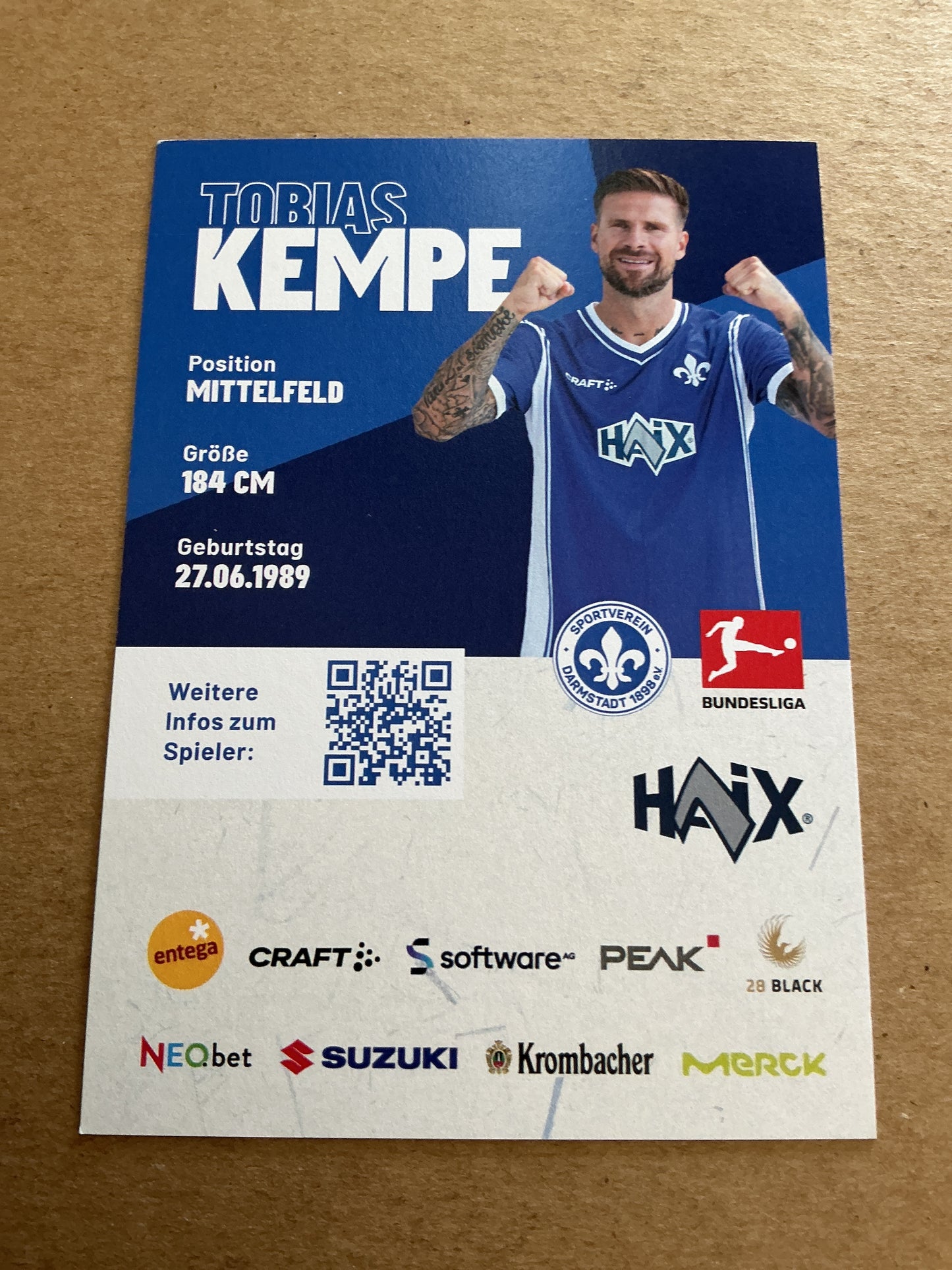 Tobias Kempe, Germany 🇩🇪 SV Darmstadt 98 2023/24 hand signed