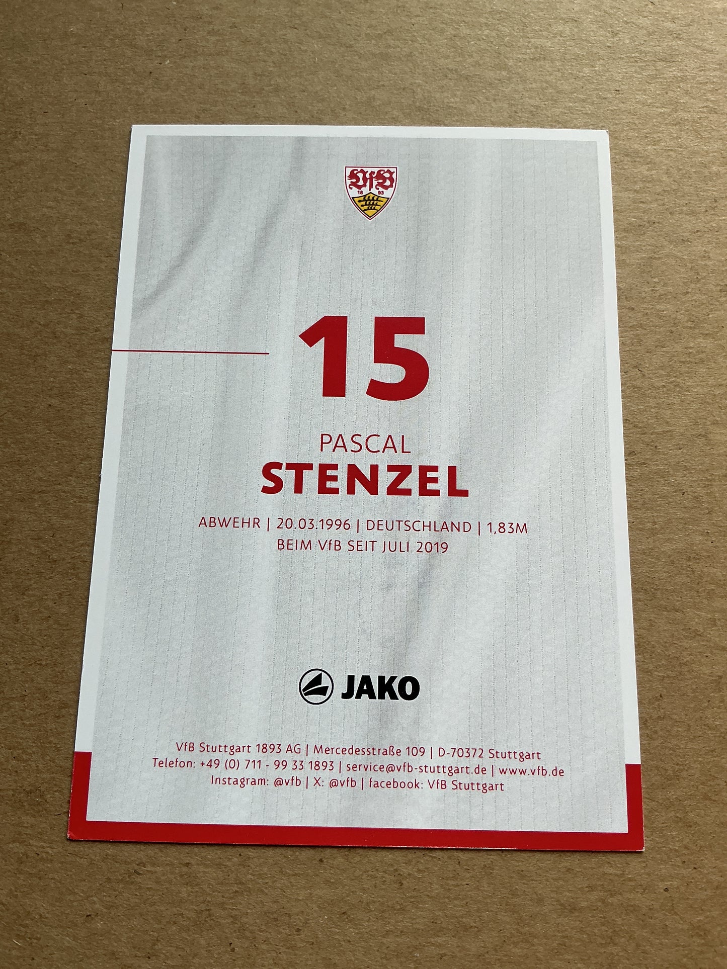 Pascal Stenzel, Germany 🇩🇪 VfB Stuttgart 2024/25 hand signed