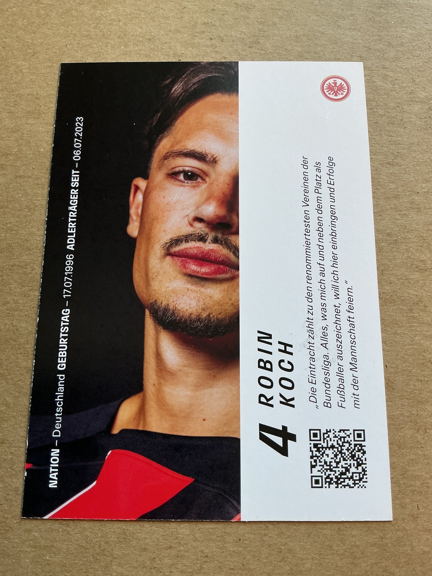 Robin Koch, Germany 🇩🇪 Eintracht Frankfurt 2023/24 hand signed