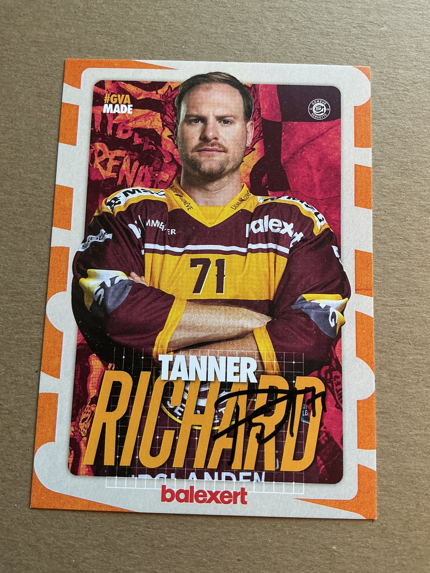 Tanner Richard, Switzerland 🇨🇭 Geneve-Servette HC 2024/25 hand signed