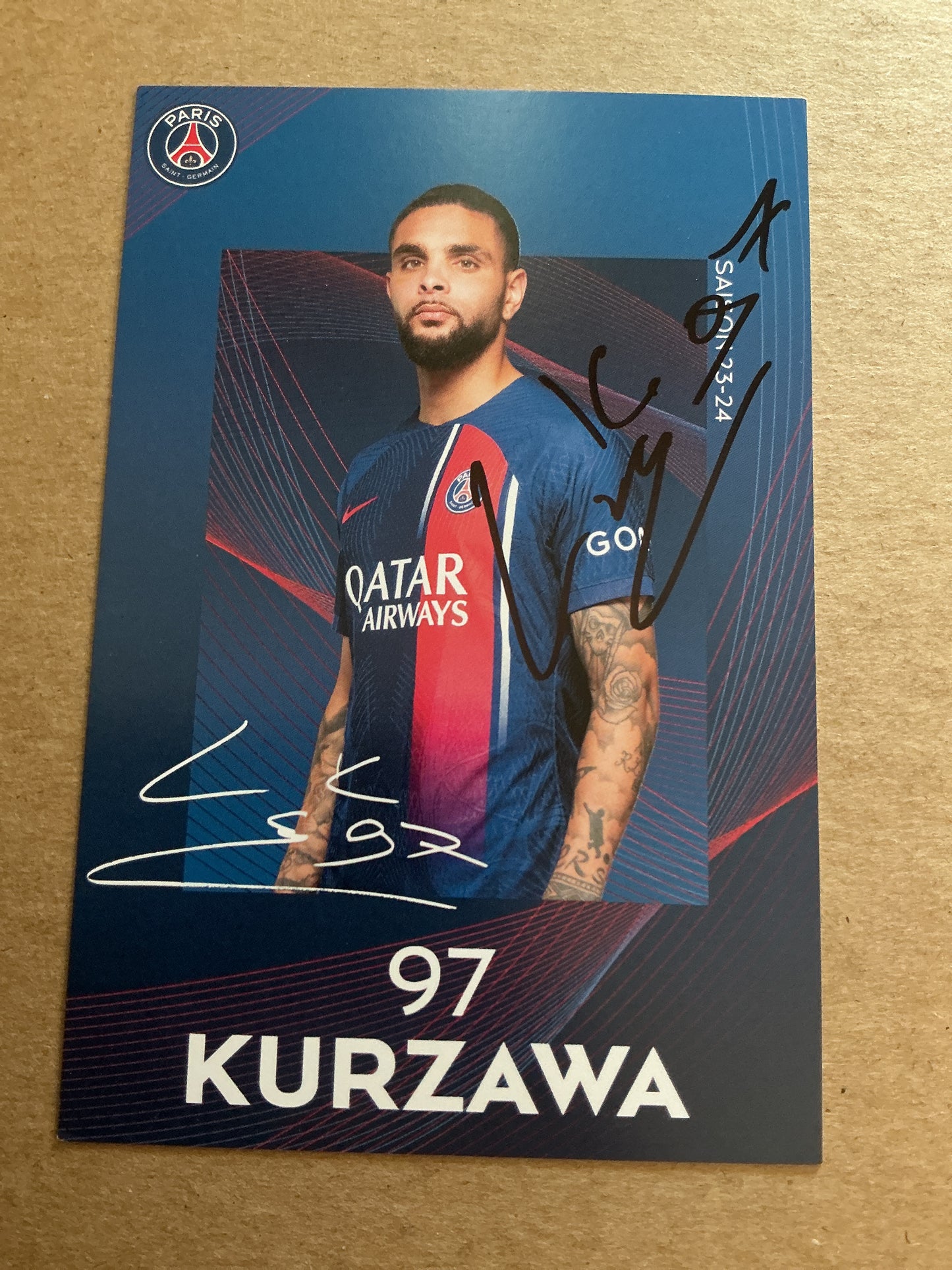 Layvin Kurzawa, France 🇫🇷 Paris Saint-Germain 2023/24 hand signed