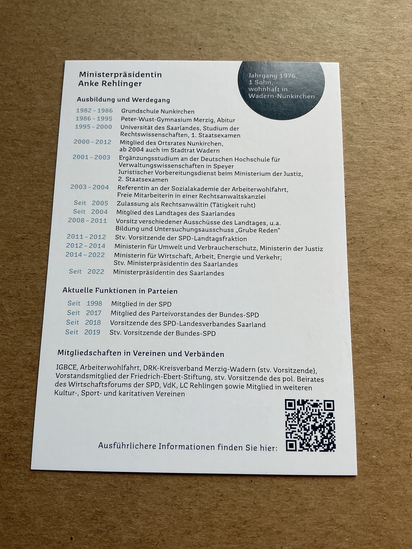 Anke Rehlinger, Germany 🇩🇪 Minister-President Saarland 2024 hand signed