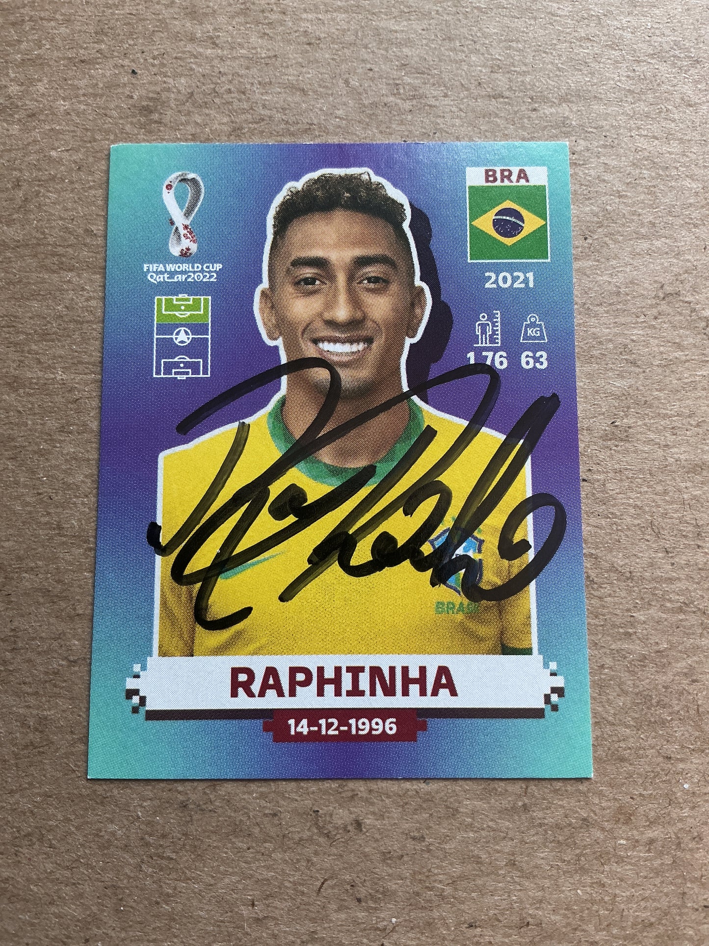 Raphinha, Brazil 🇧🇷 FIFA World Cup 2022 Panini hand signed