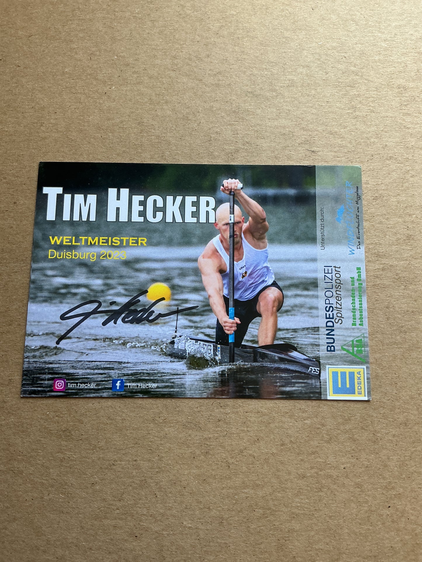 Tim Hecker, Germany 🇩🇪 Canoeing Summer Olympics 2024 hand signed