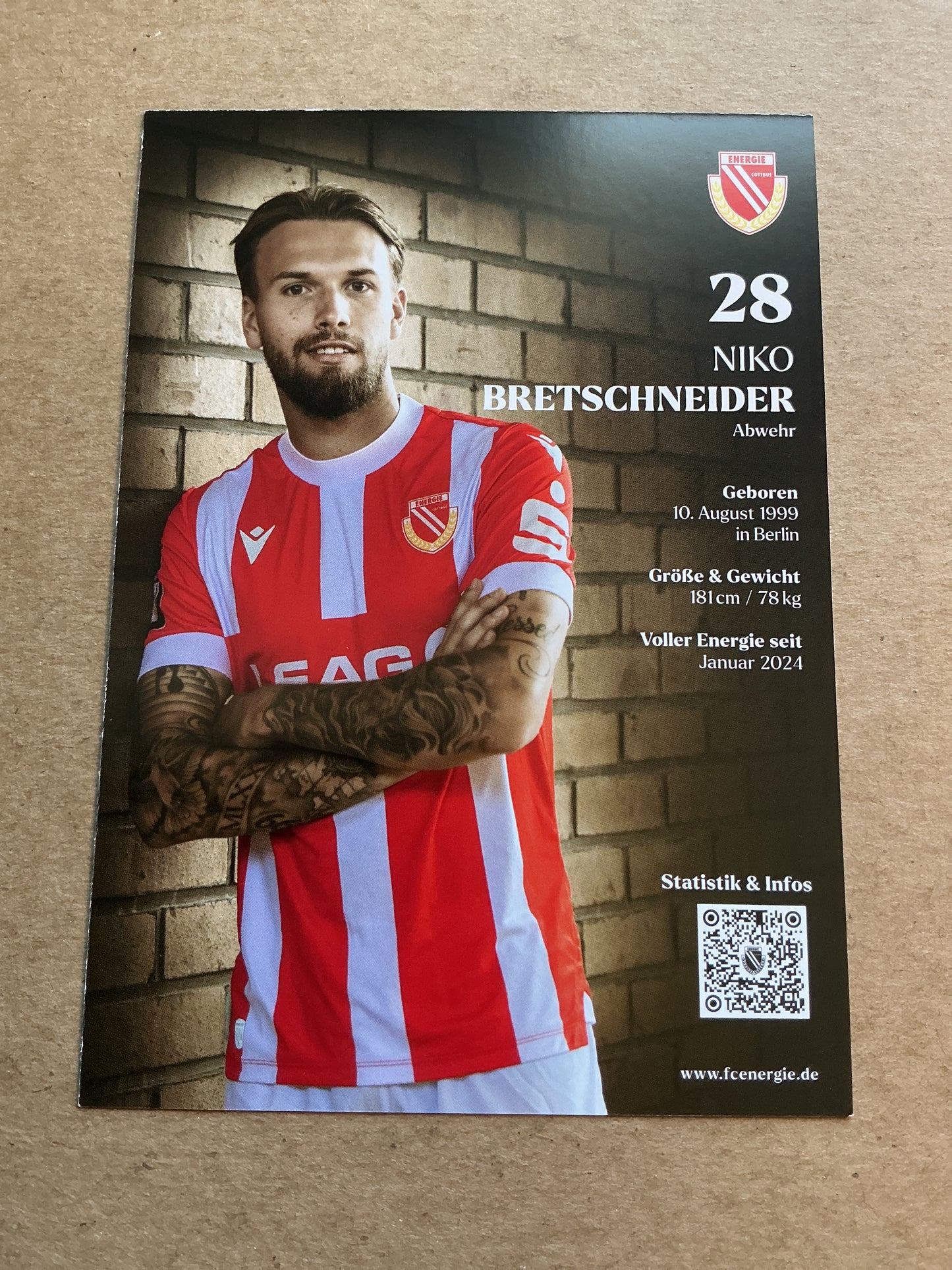 Niko Bretschneider, Germany 🇩🇪 FC Energie Cottbus 2024/25 hand signed