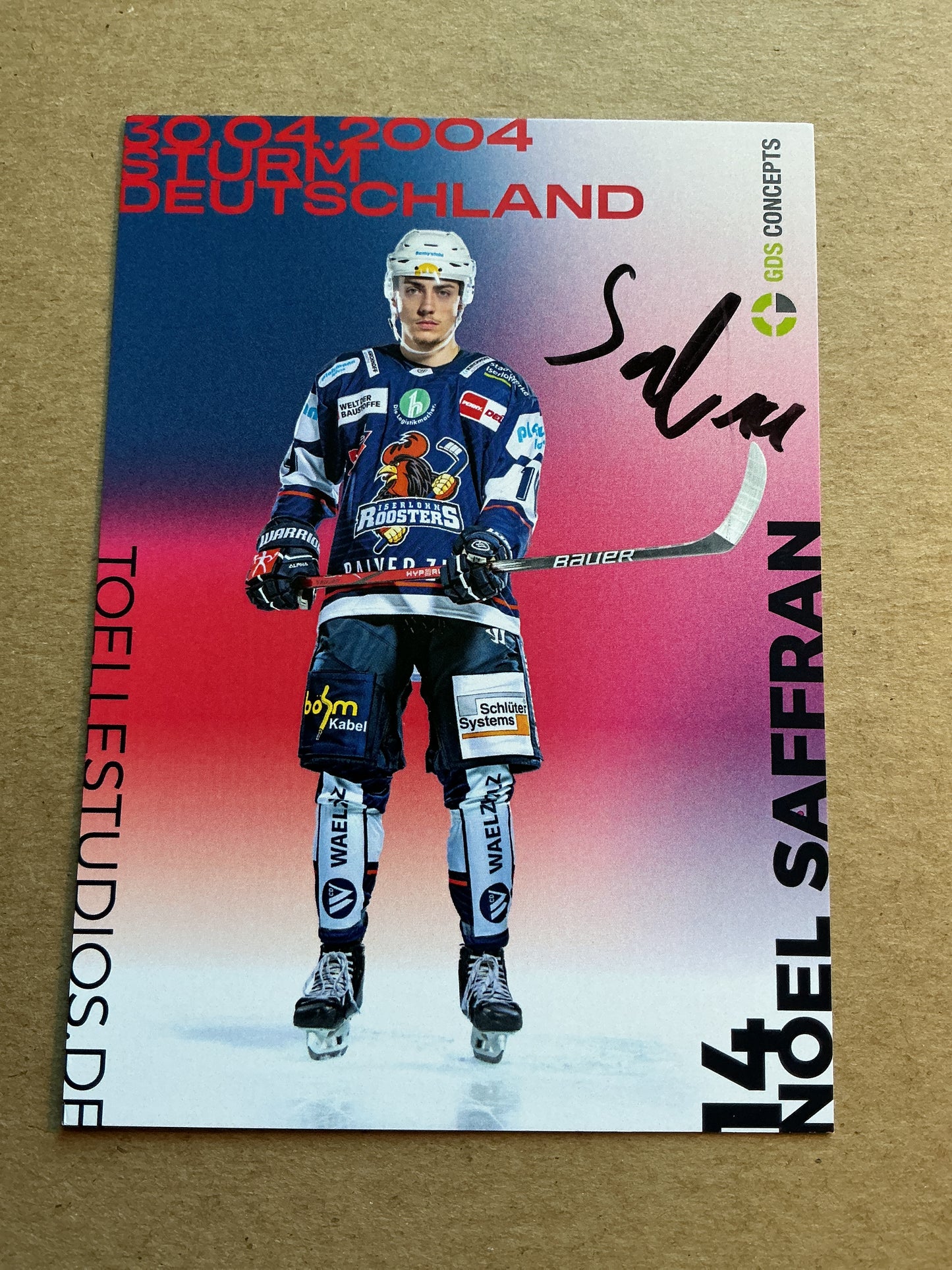 Noel Saffran, Germany 🇩🇪 Iserlohn Roosters 2024/25 hand signed