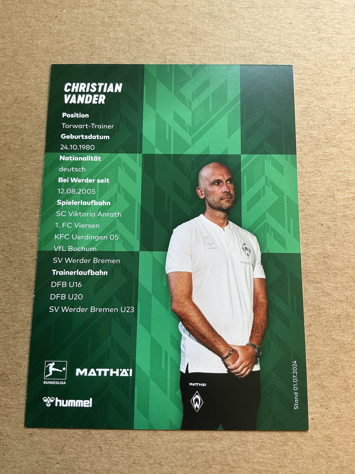 Christian Vander, Germany 🇩🇪 SV Werder Bremen 2024/25 hand signed