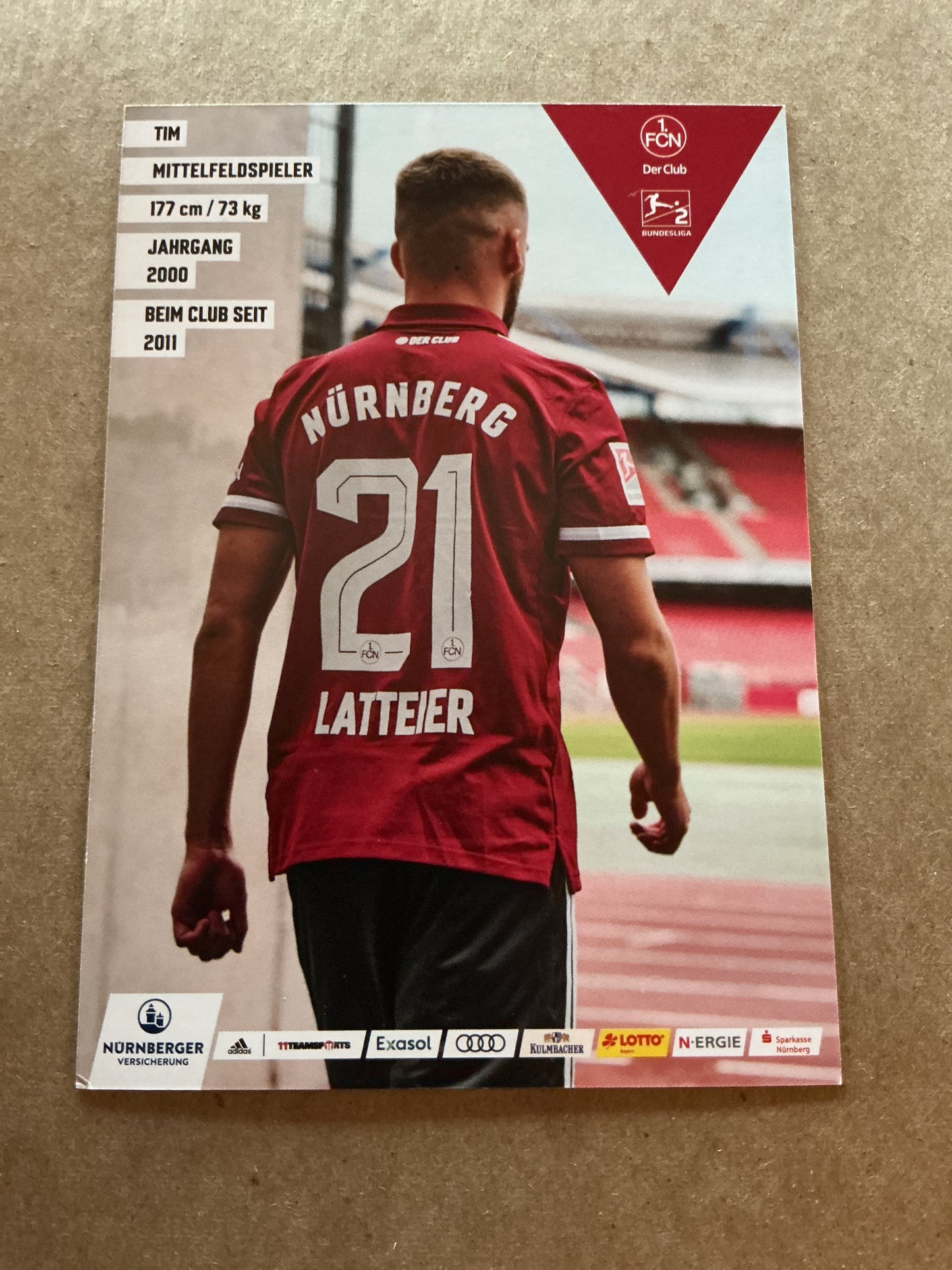 Tim Latteier, Germany 🇩🇪 1.FC Nürnberg 2021/22 hand signed