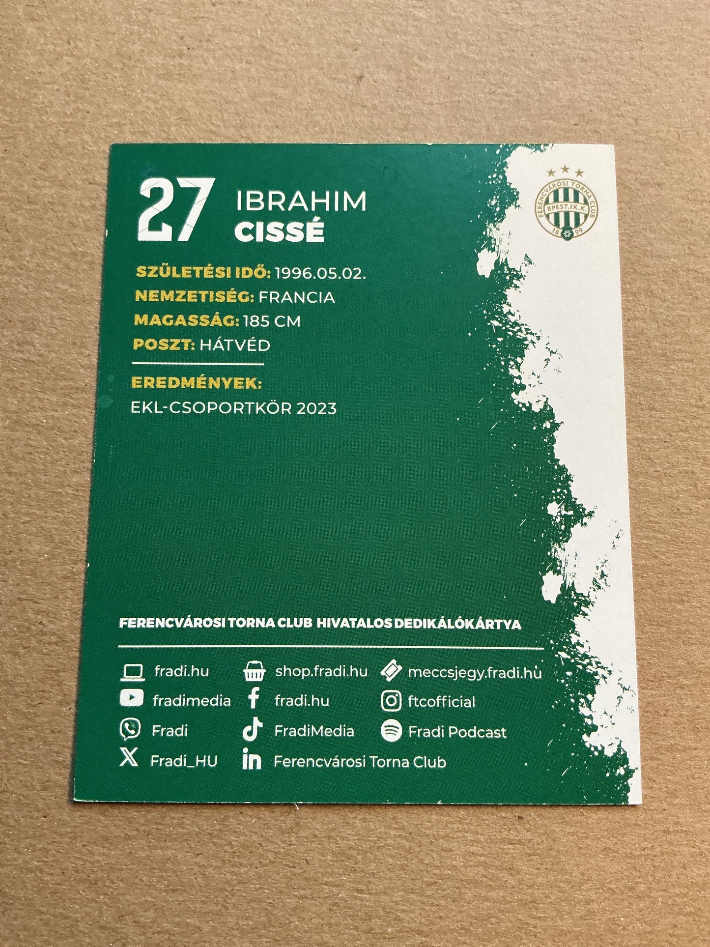 Ibrahim Cissé, France 🇫🇷 Ferencváros TC 2023/24 hand signed