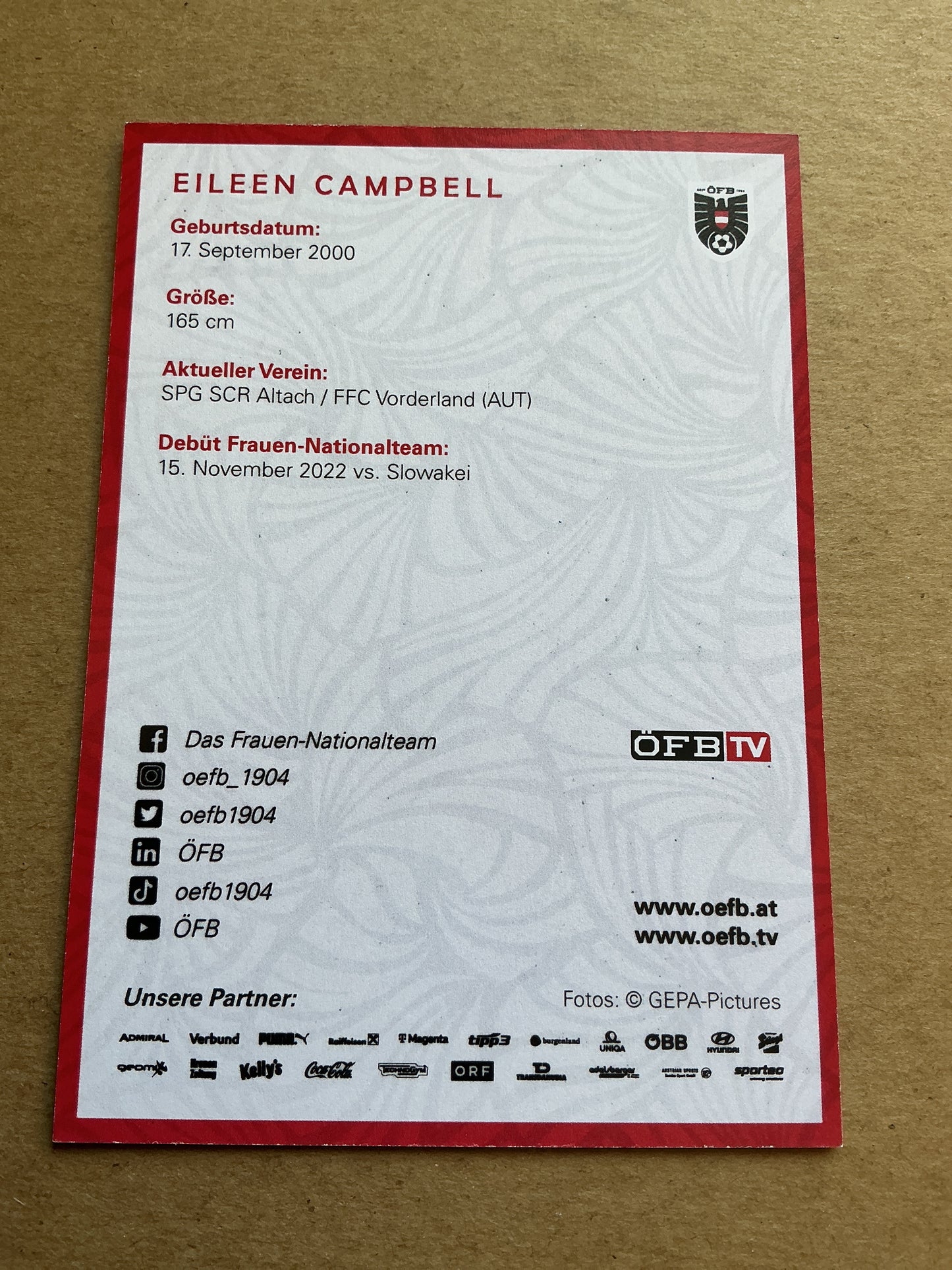 Eileen Campbell, Austria 🇦🇹 2024 SCR Altach hand signed