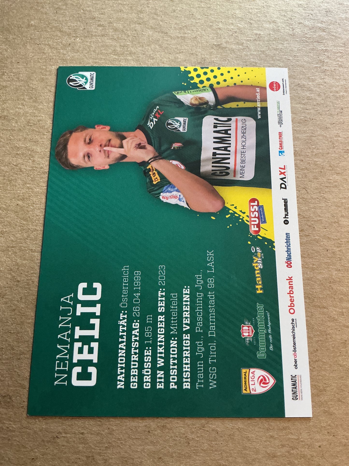 Nemanja Celic, Austria ๐ฆ๐น SV Ried 2024/25 hand signed