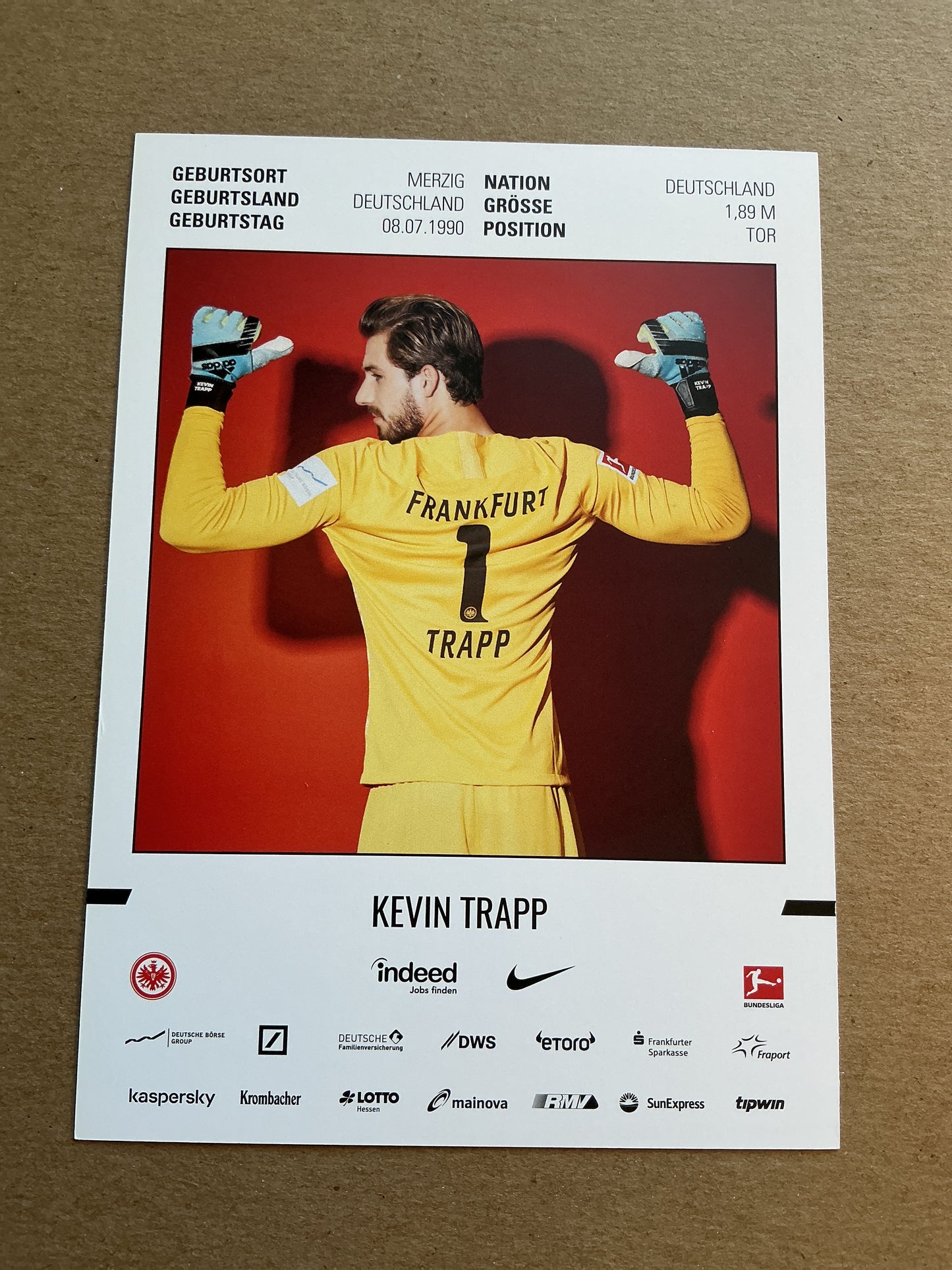 Kevin Trapp, Germany π©πͺ Eintracht Frankfurt 2019/20 hand signed