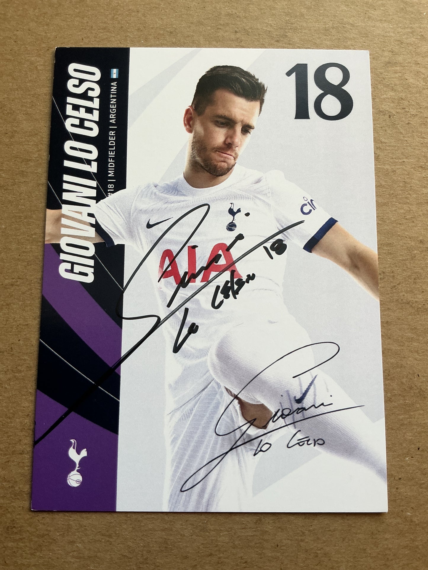 Giovani Lo Celso, Argentina 🇦🇷 Tottenham Hotspur 2023/24 hand signed