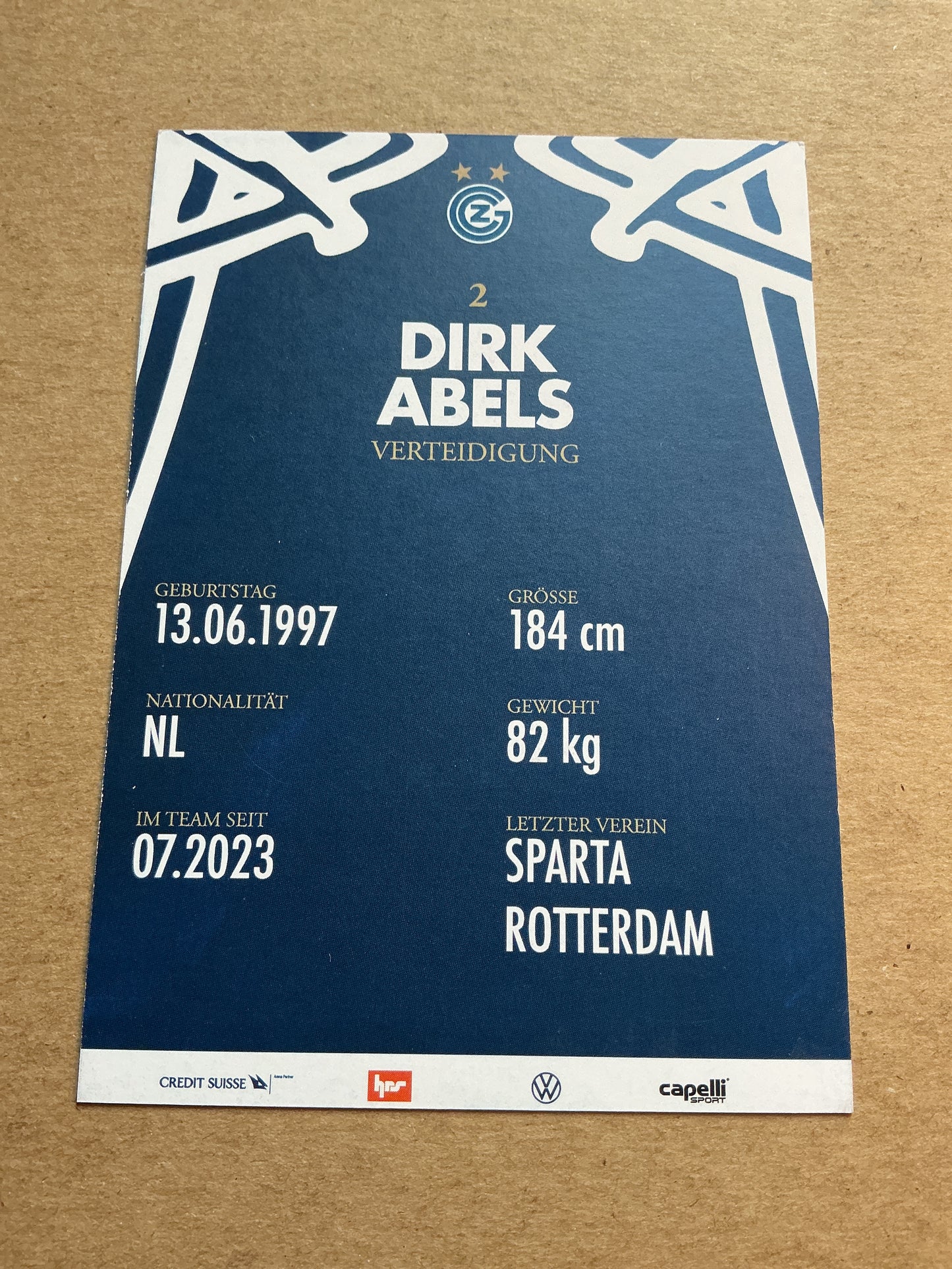 Dirk Abels, Netherlands 🇳🇱 Grasshopper Club Zürich 2023/24 hand signed
