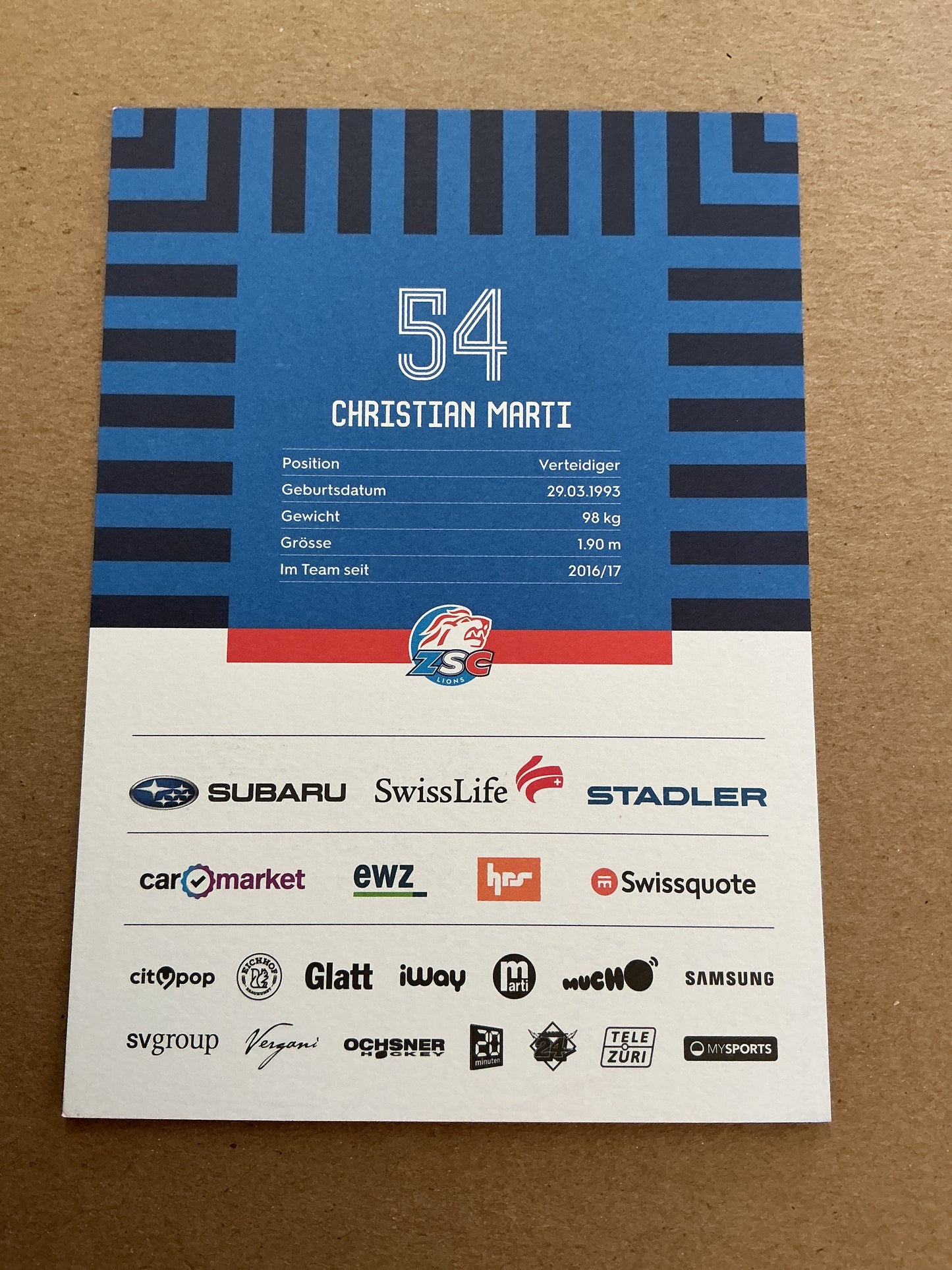 Christian Marti, Switzerland π¨π ZSC Lions 2025/26 hand signed
