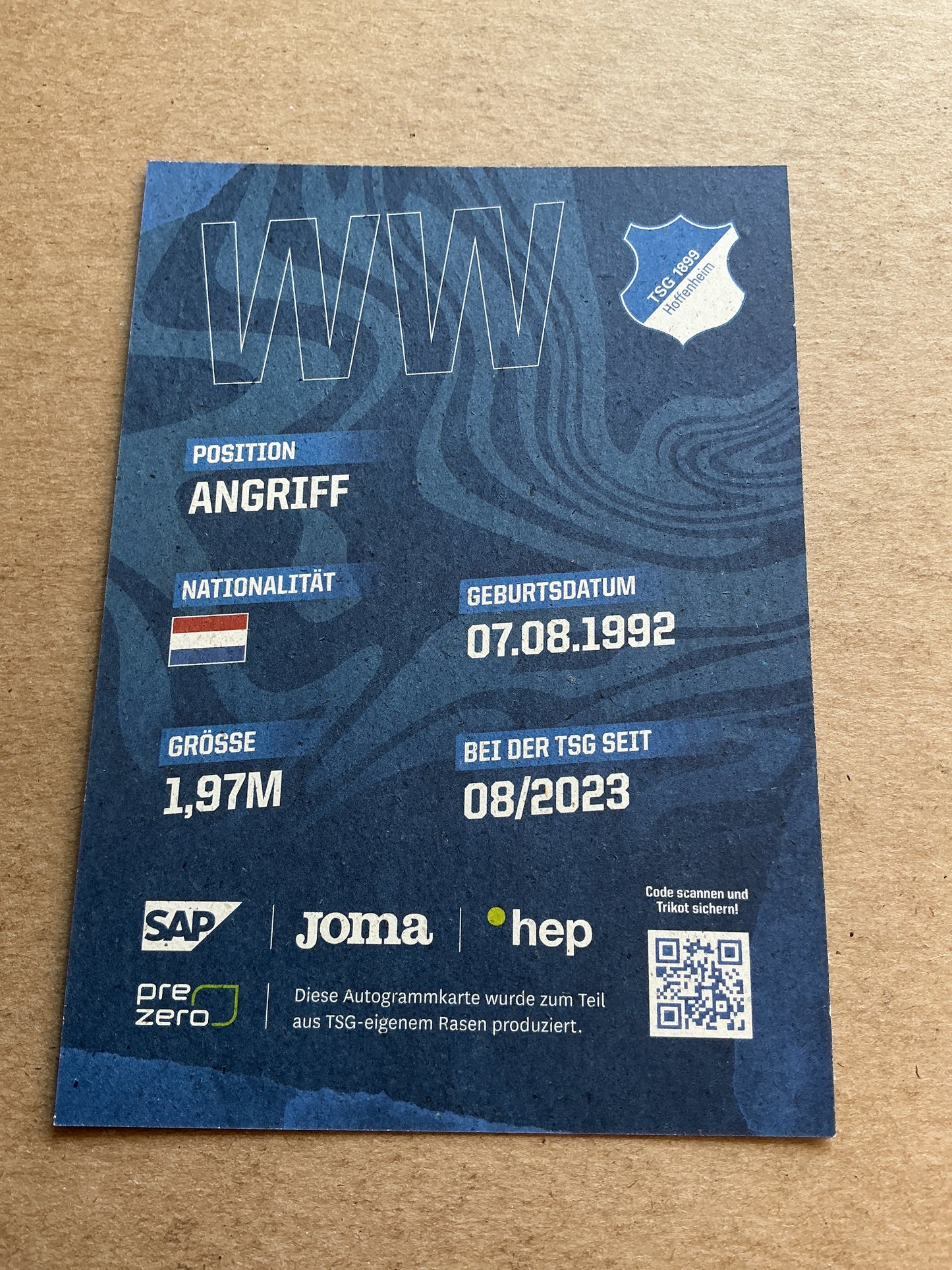 Wout Weghorst, Netherlands 🇳🇱 TSG 1899 Hoffenheim 2023/24 hand signed