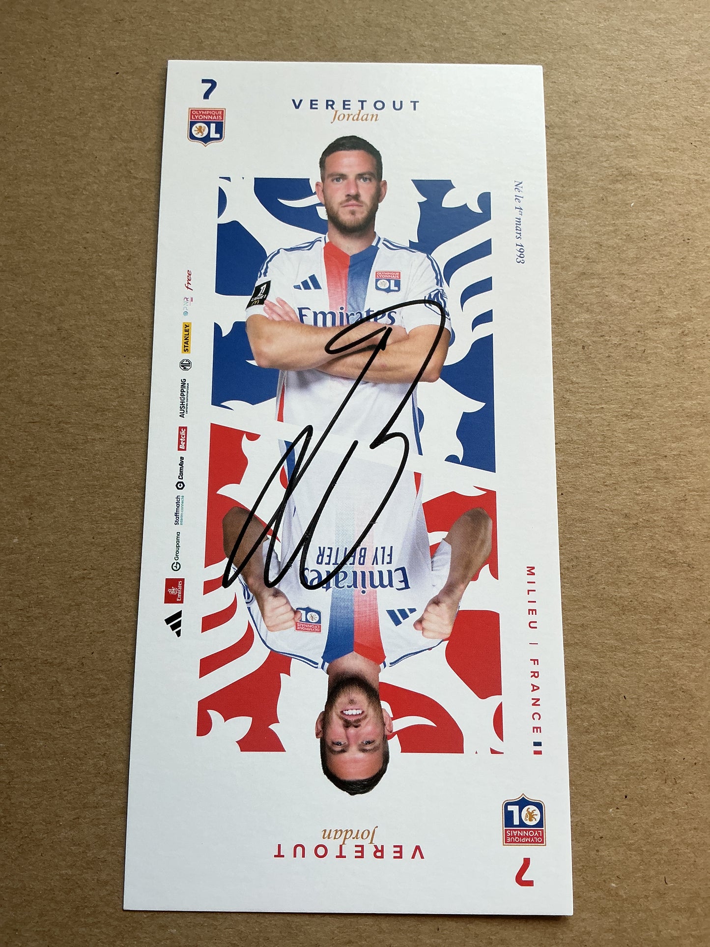 Jordan Veretout, France 🇫🇷 Olympique Lyon 2024/25 hand signed