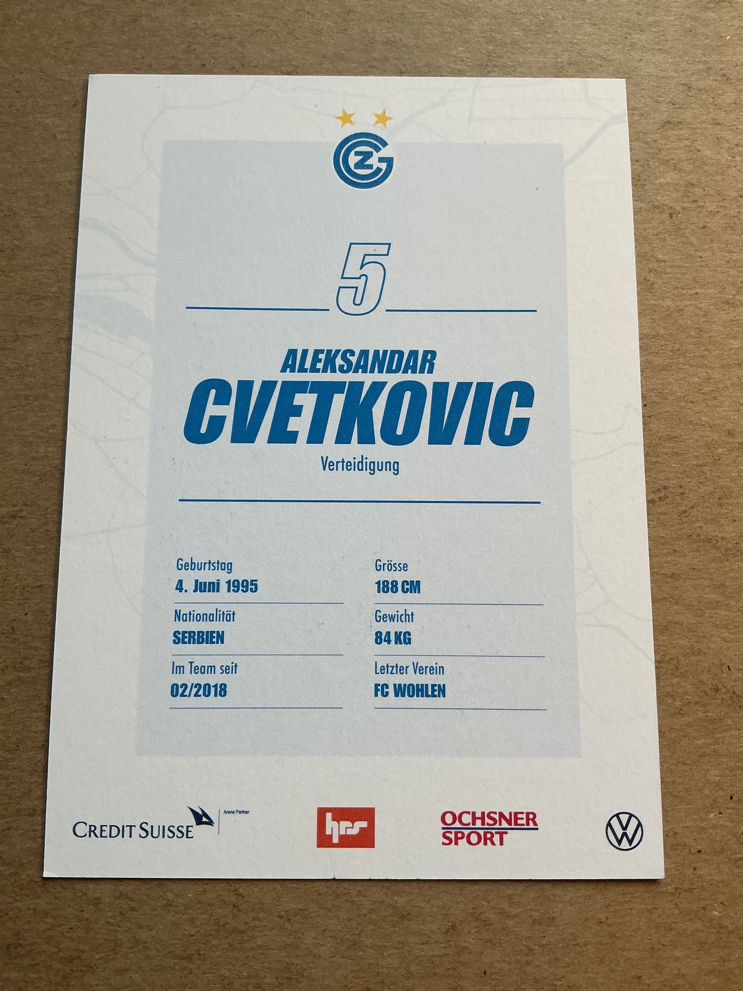 Aleksandar Cvetkovic, Serbia 🇷🇸 Grasshopper Club Zürich 2020/21 hand signed