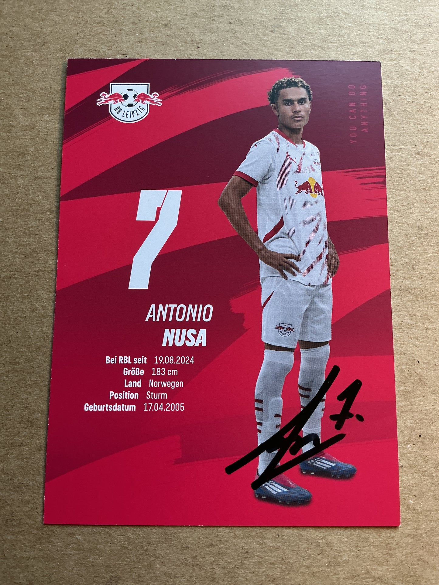 Antonio Nusa, Norway 🇳🇴 RB Leipzig 2024/25 hand signed