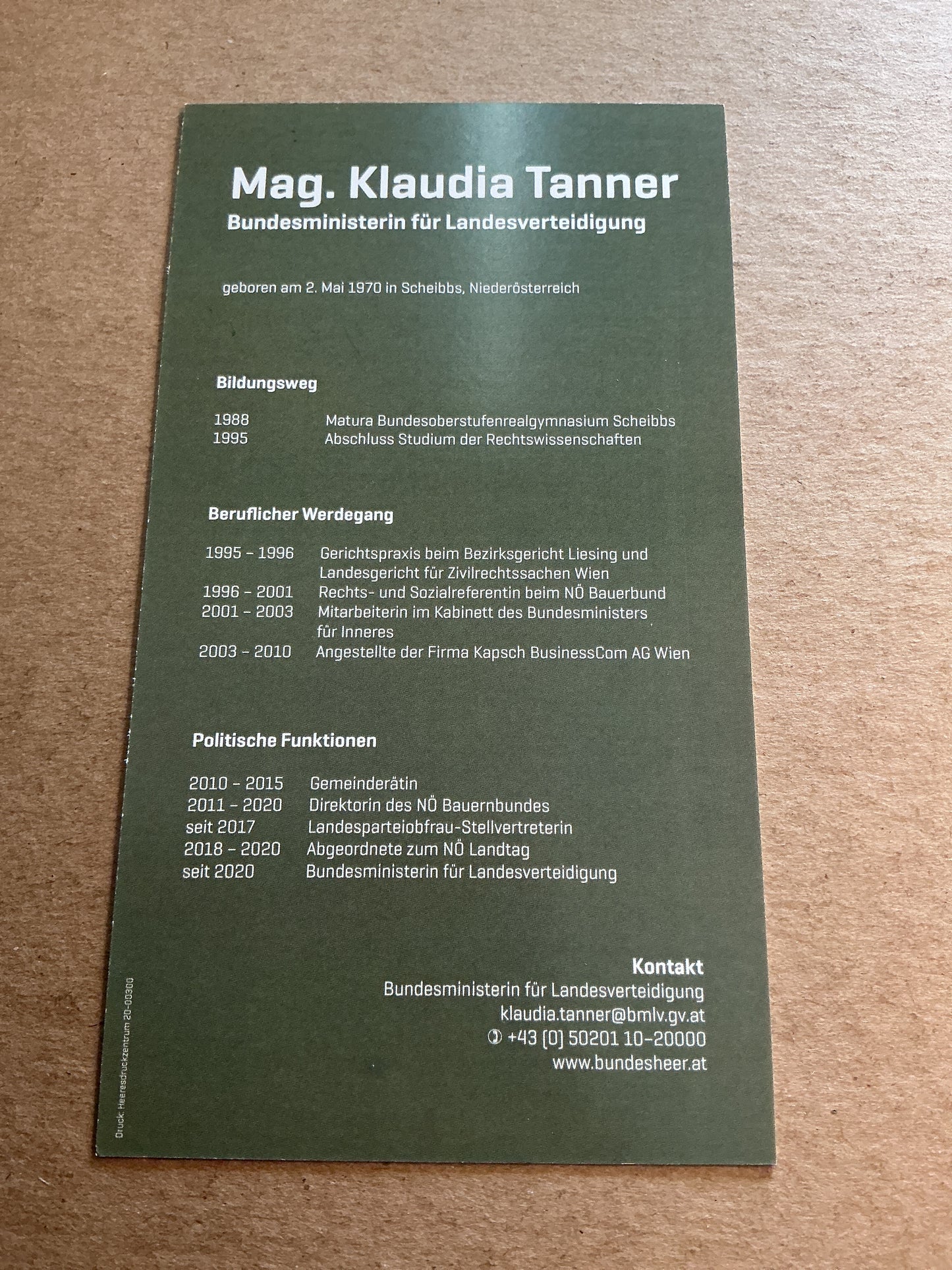 Klaudia Tanner, Austria 🇦🇹 Minister of Defence 2025 hand signed