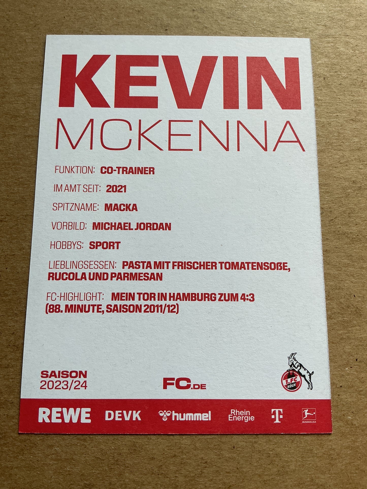 Kevin McKenna, Canada 🇨🇦 1.FC Köln 2023/24 hand signed
