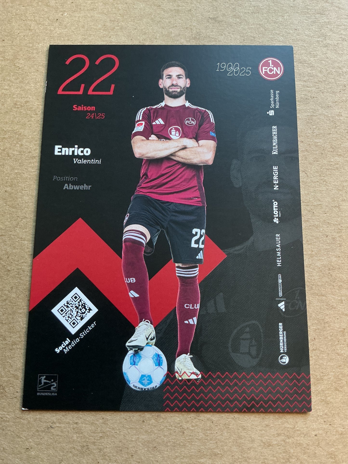 Enrico Valentini, Germany 🇩🇪 1.FC Nürnberg 2024/25 hand signed