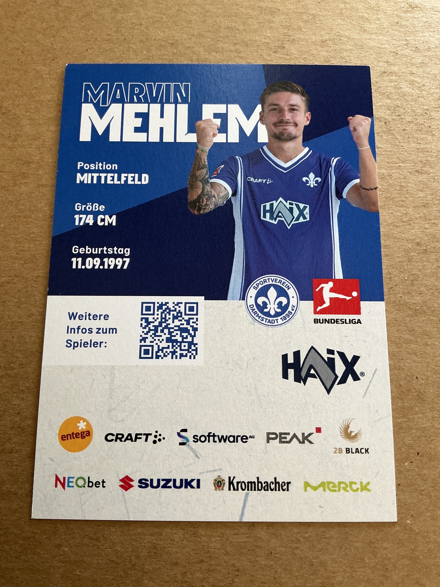 Marvin Mehlem, Germany 🇩🇪 SV Darmstadt 98 2023/24 hand signed