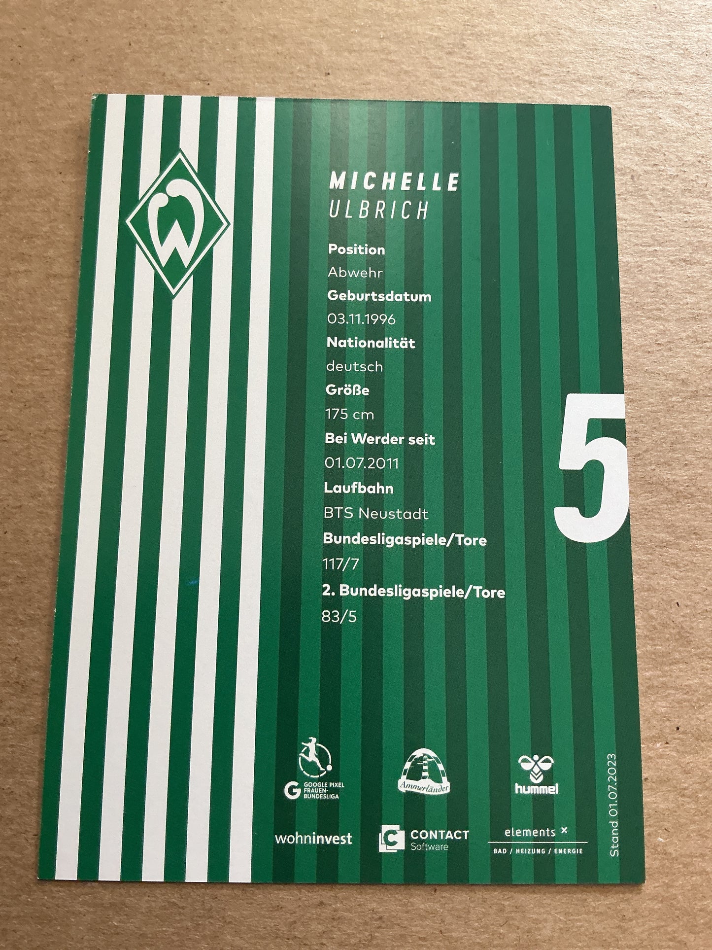 Michelle Ulbrich, Germany 🇩🇪 SV Werder Bremen 2023/24 hand signed