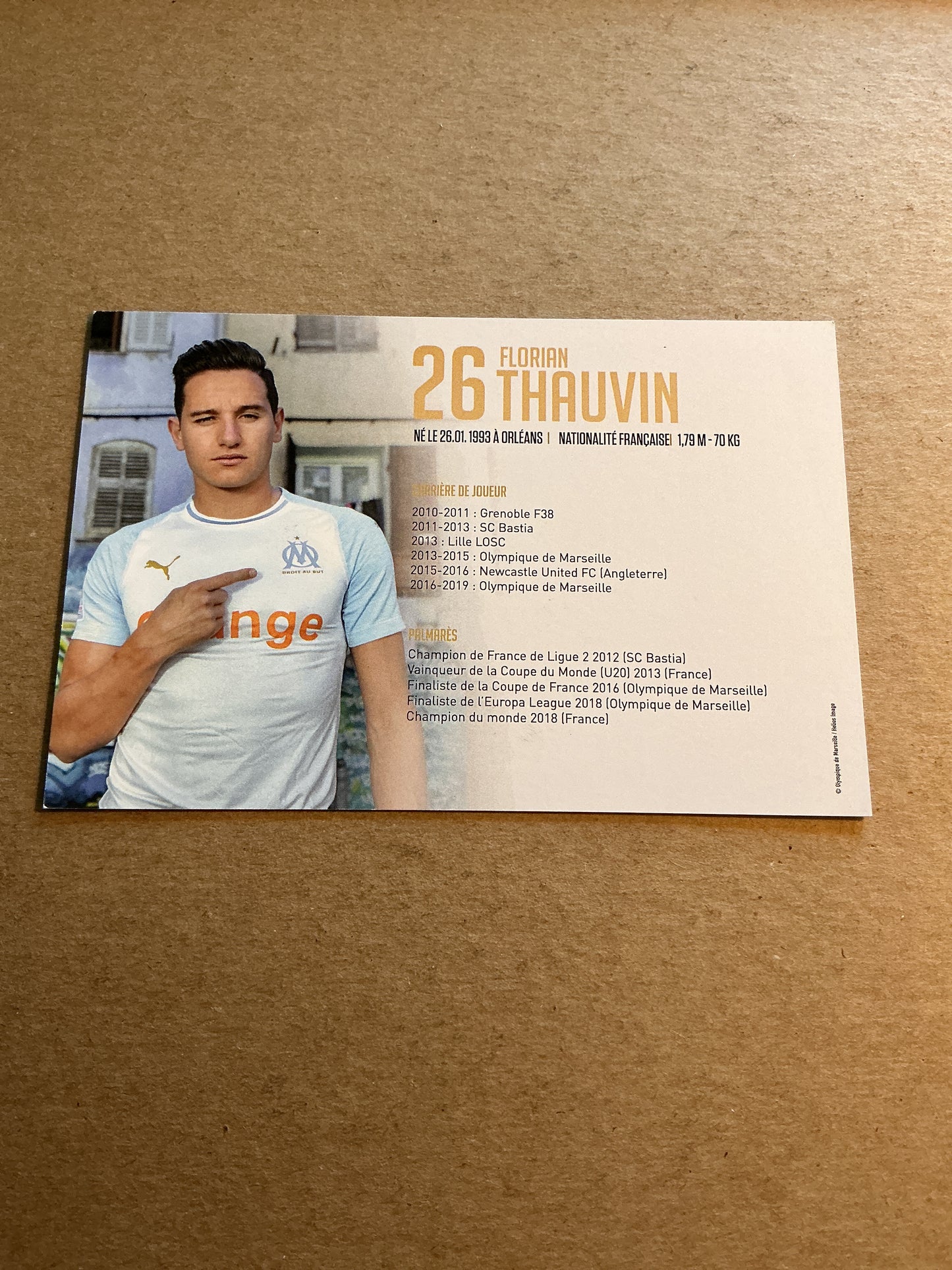Florian Thauvin, France 🇫🇷 Olympique Marseille 2018/19 hand signed
