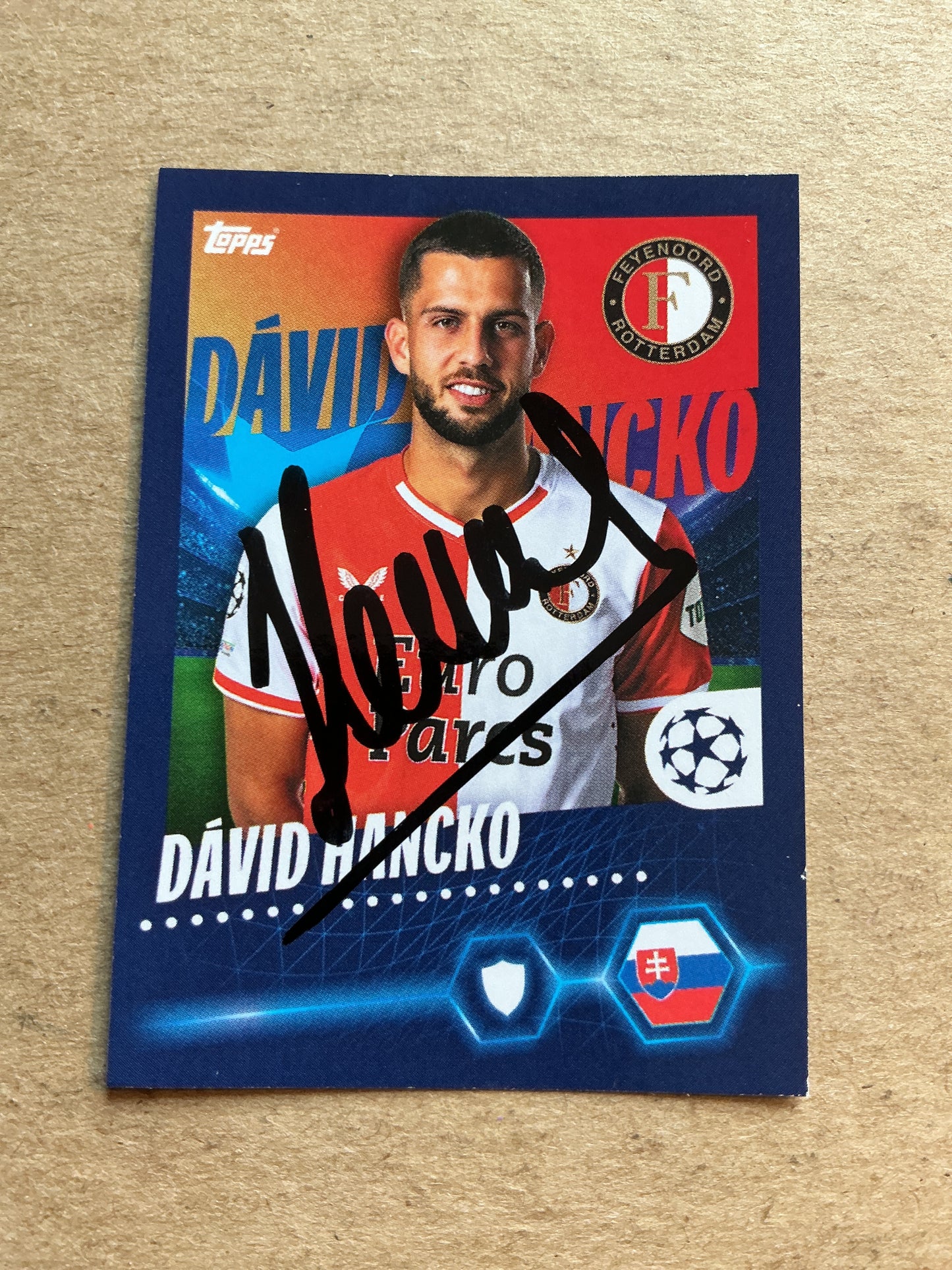 David Hancko, Slovakia 🇸🇰 Feyenoord Rotterdam 2023/24 Topps hand signed