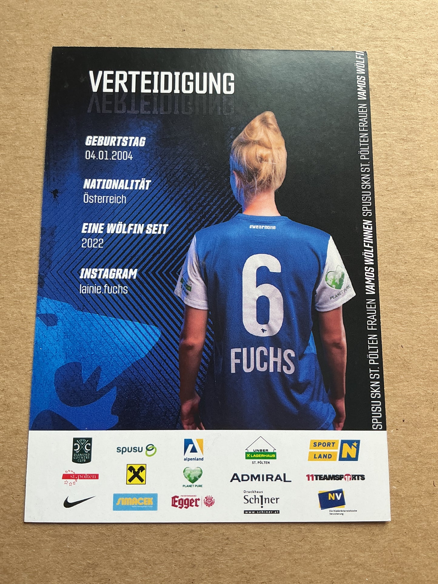 Lainie Fuchs, Austria 🇦🇹 SKN St.Pölten 2022/23 hand signed