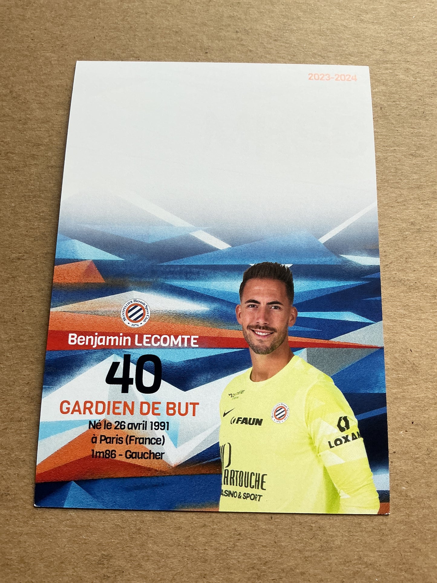 Benjamin Lecomte, France 🇫🇷 Montpellier HSC 2023/24 hand signed