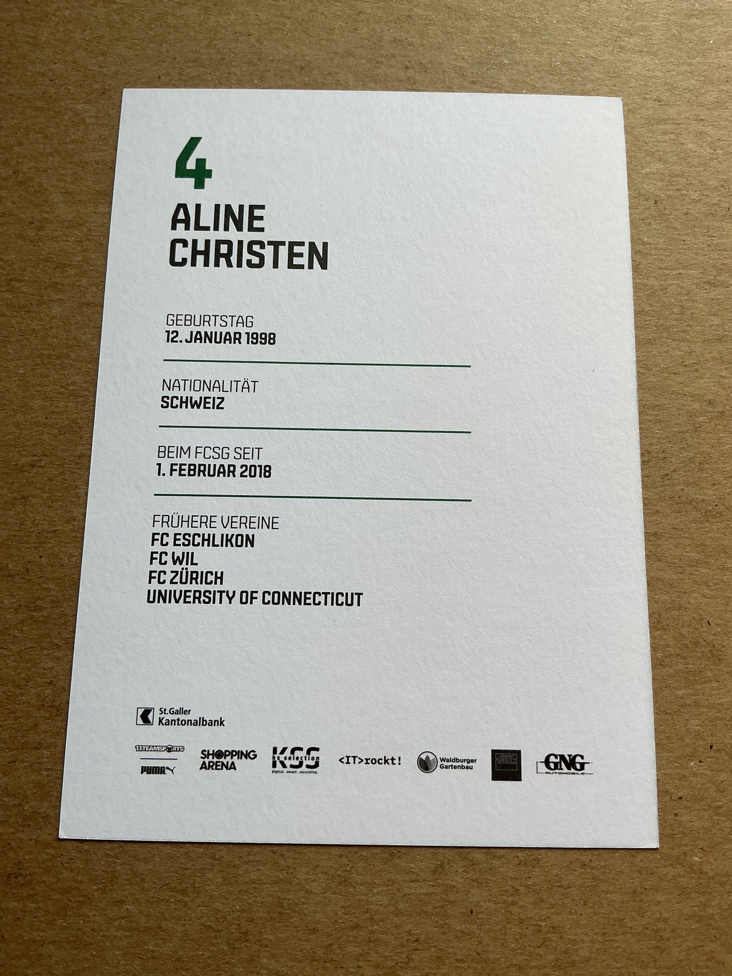 Aline Christen, Switzerland 🇨🇭 FC St. Gallen 2024/25 hand signed