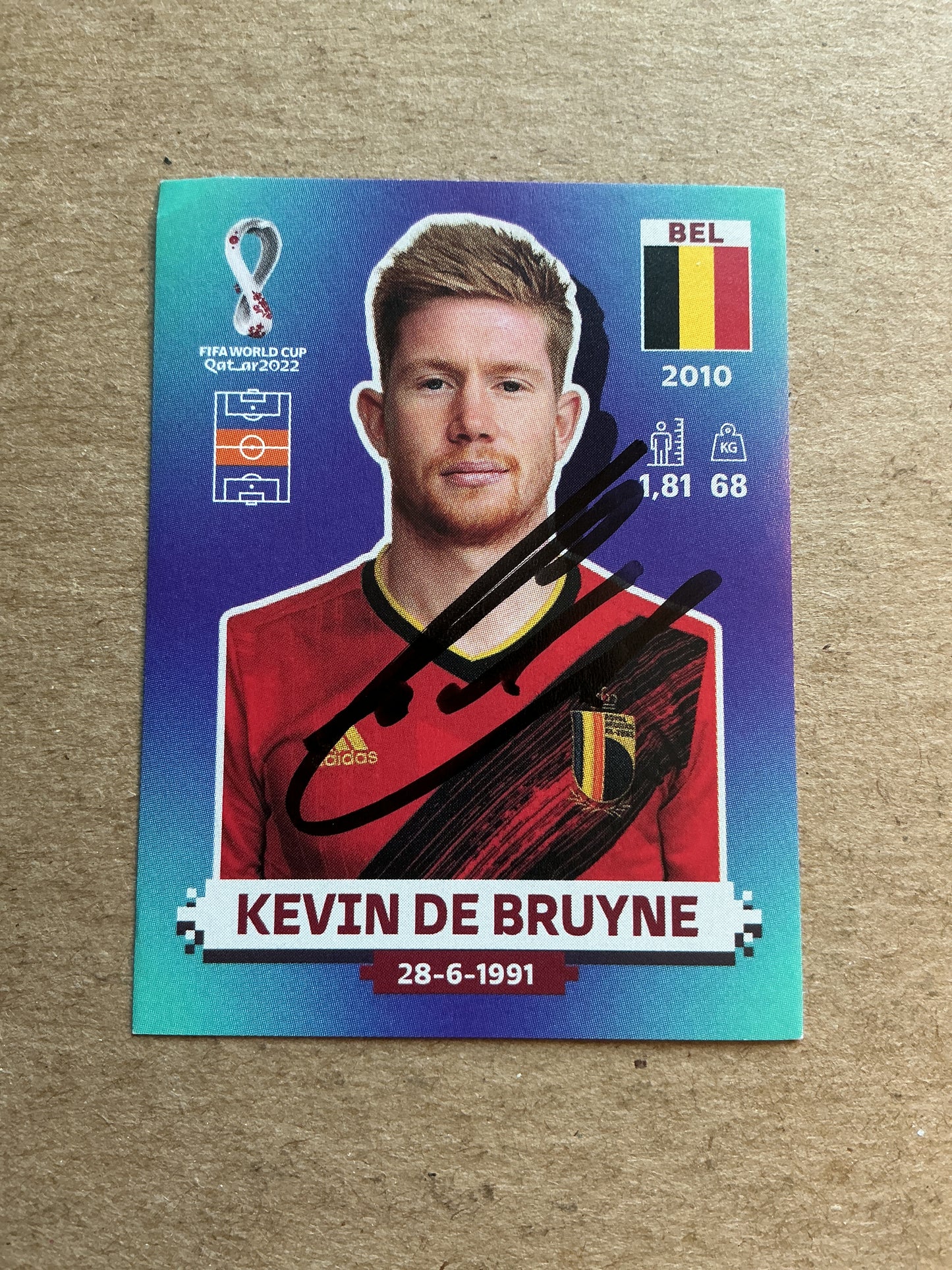 Kevin De Bruyne, Belgium 🇧🇪 FIFA World Cup 2022 Panini hand signed