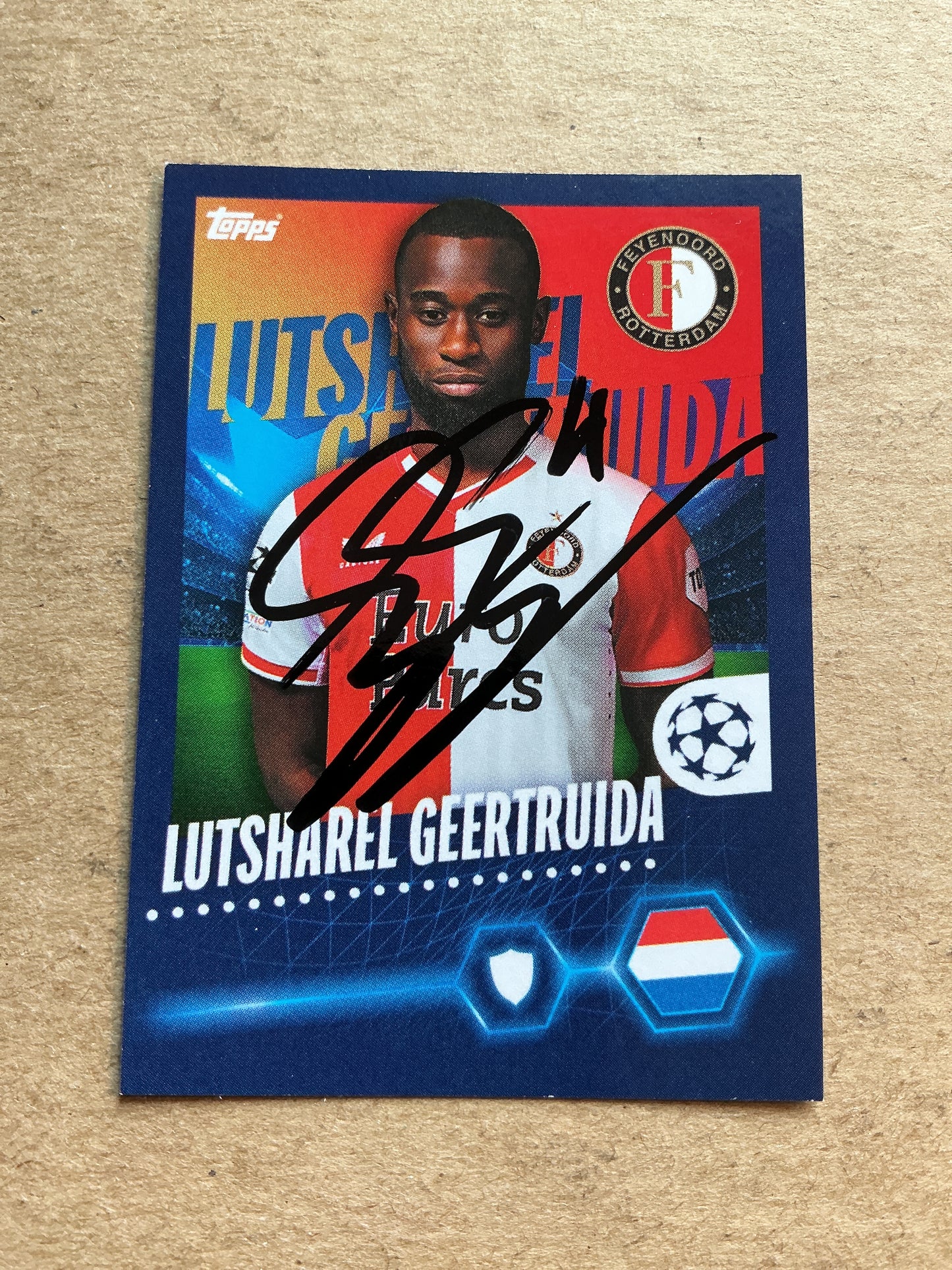 Lutsharel Geertruida, Netherlands 🇳🇱 Feyenoord Rotterdam 2023/24 Topps hand signed