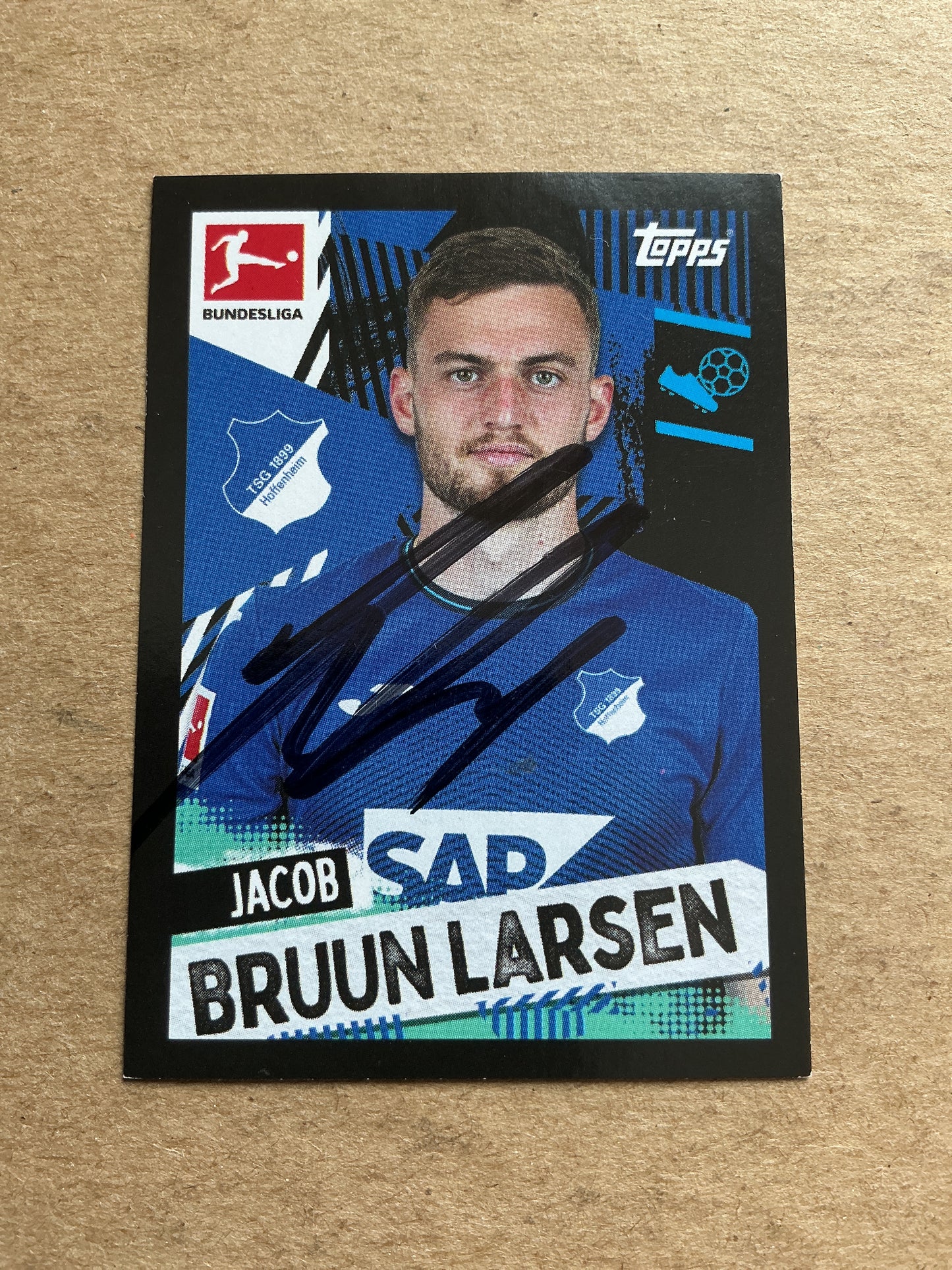 Jacob Bruun Larsen, Denmark 🇩🇰 TSG Hoffenheim 2021/22 Topps hand signed