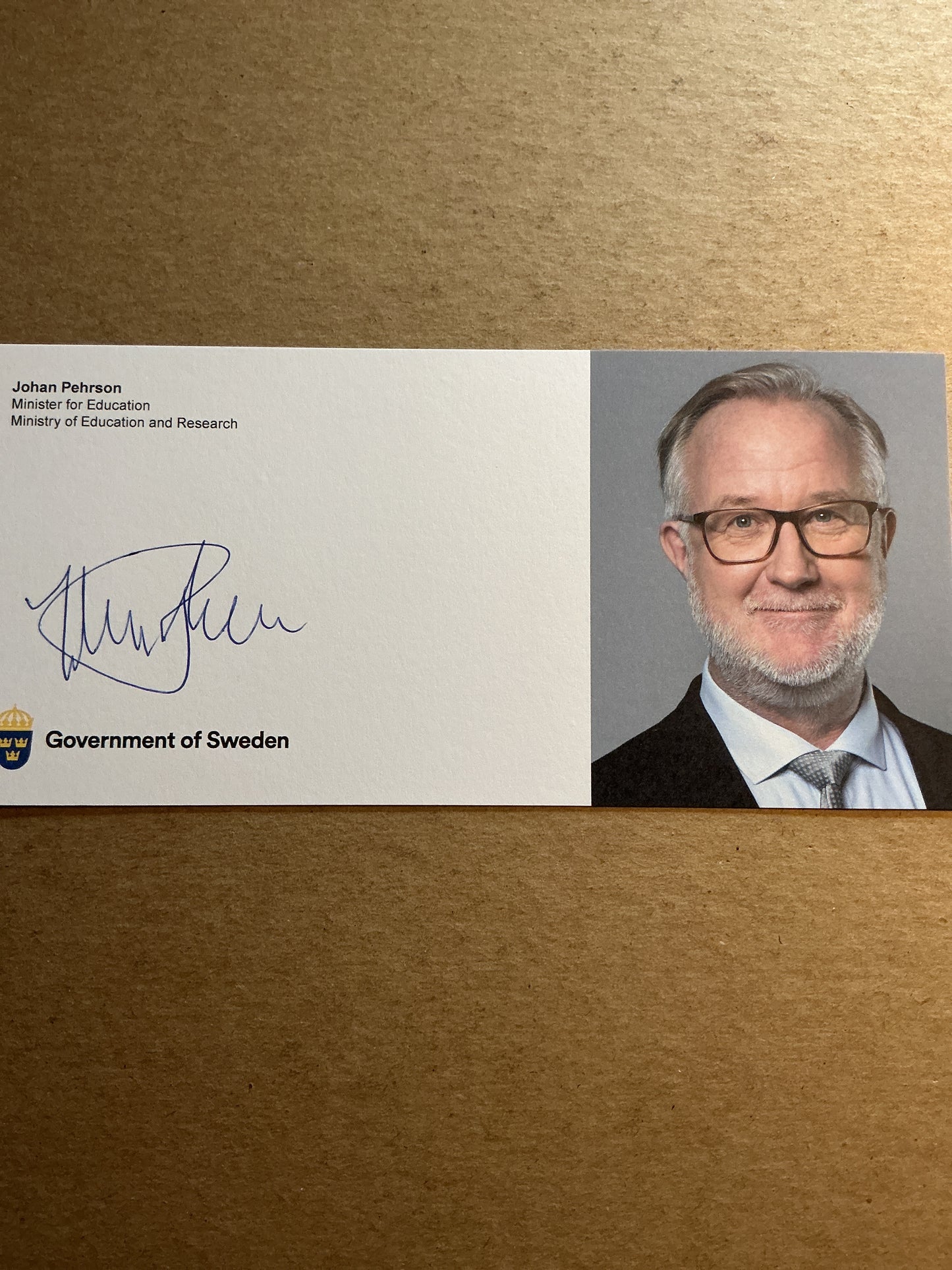 Johan Pehrson, Sweden 🇸🇪 Minister for Education 2025 hand signed