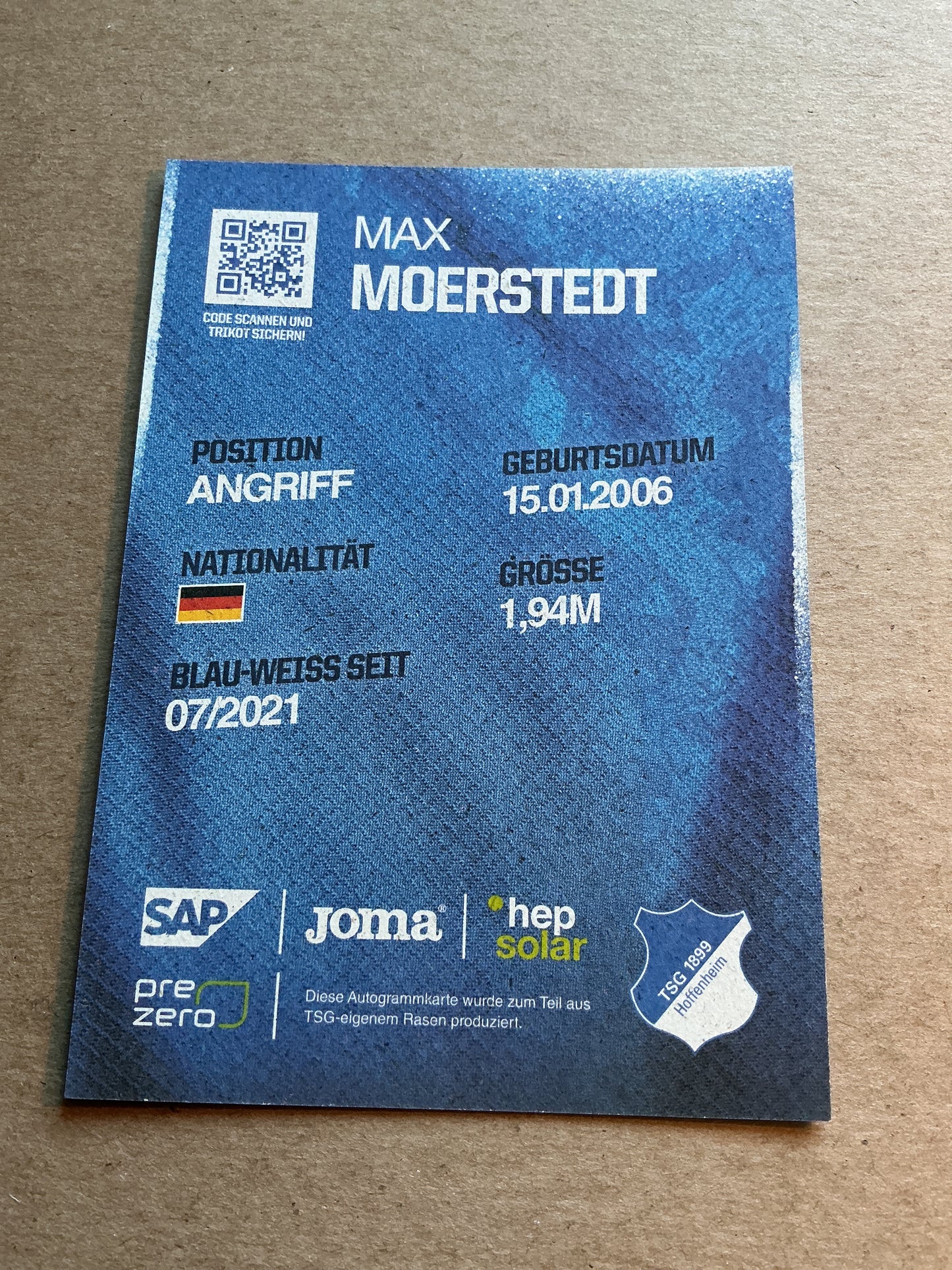 Max Moerstedt, Germany 🇩🇪 TSG 1899 Hoffenheim 2024/25 hand signed