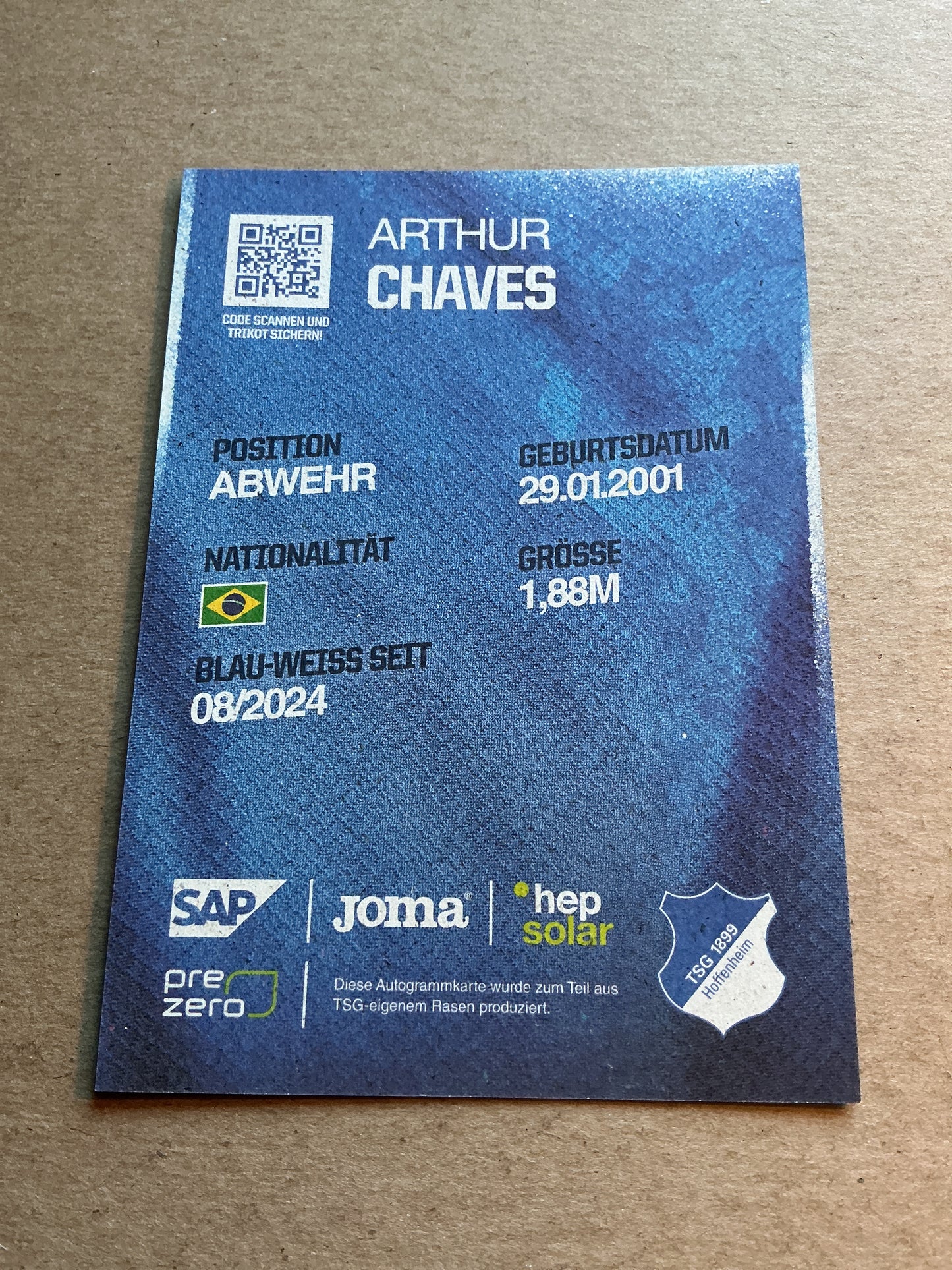 Arthur Chaves, Brazil 🇧🇷 TSG 1899 Hoffenheim 2024/25 hand signed