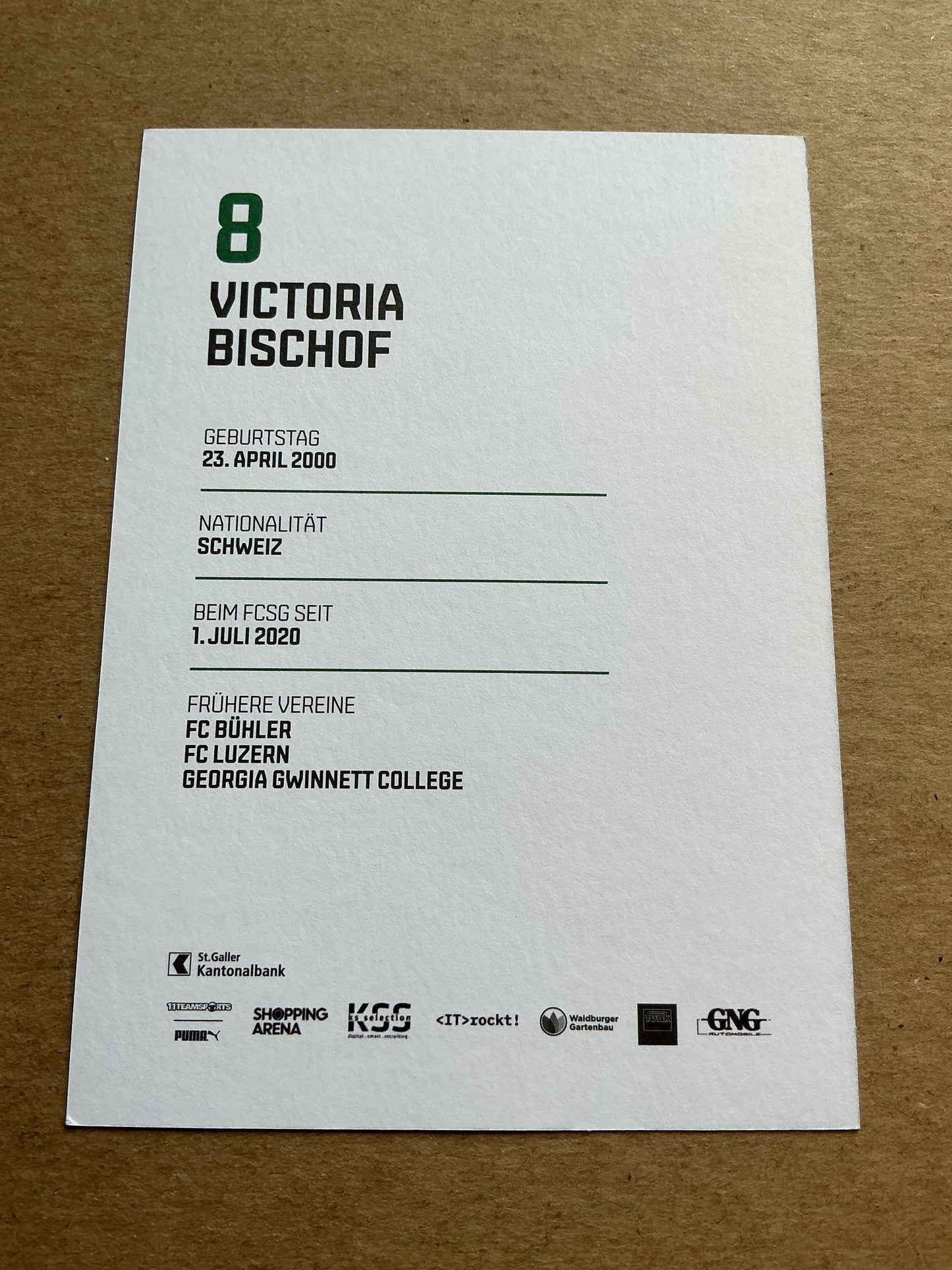 Victoria Bischof, Switzerland 🇨🇭 FC St. Gallen 2024/25 hand signed