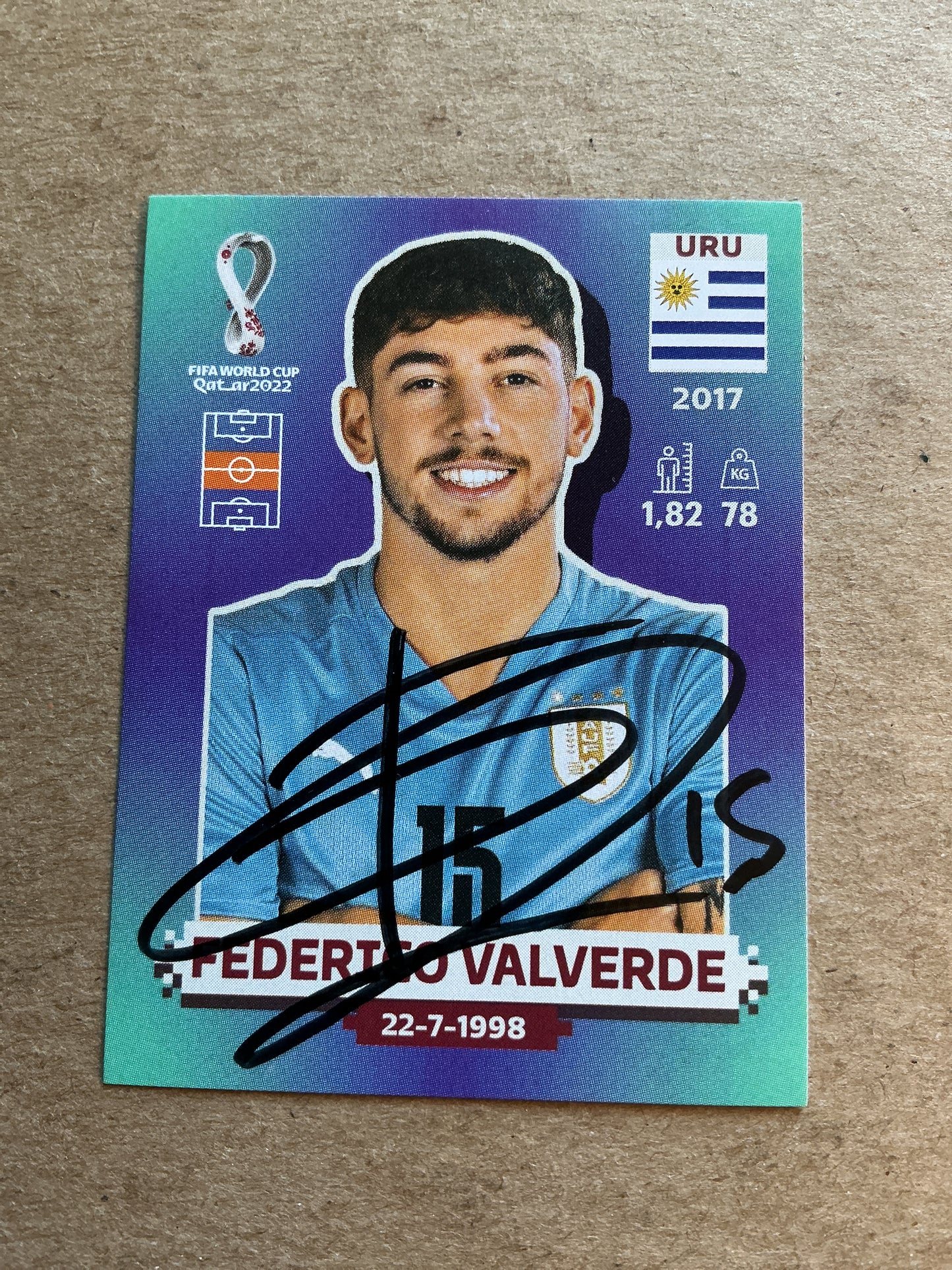 Federico Valverde, Uruguay 🇺🇾 FIFA World Cup 2022 Panini hand signed