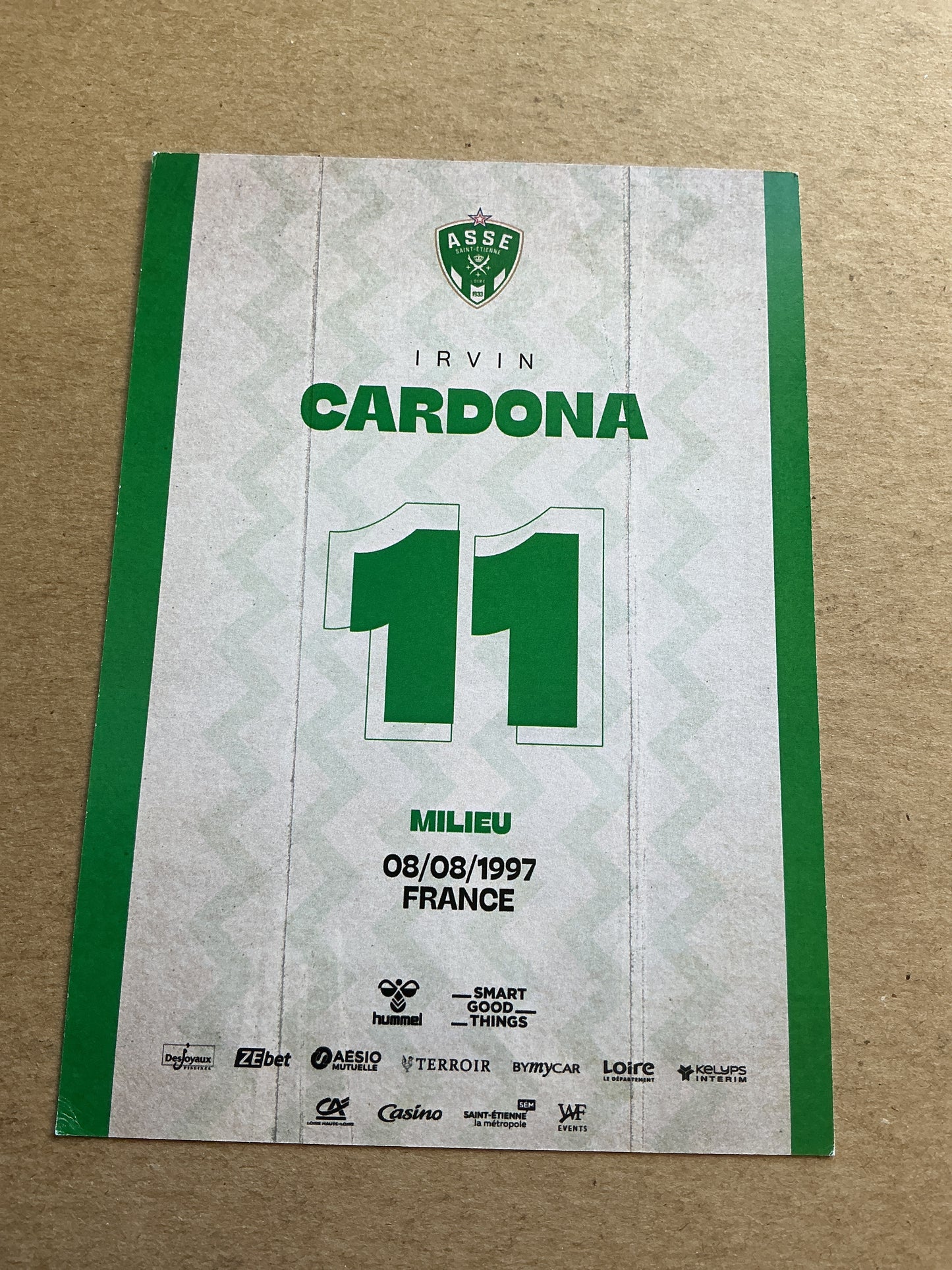 Irvin Cardona, France 🇫🇷 AS Saint-Etienne 2023/24 hand signed