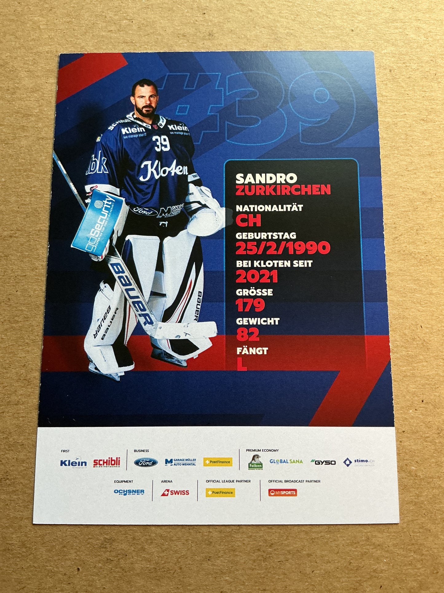 Sandro Zurkichen, Switzerland 🇨🇭 EHC Kloten 2024/25 hand signed