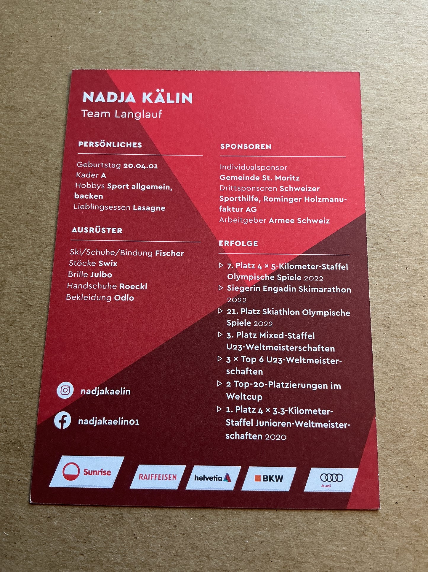 Nadja Kälin, Switzerland 🇨🇭 Cross Country Winter Sports 2024/25 hand signed
